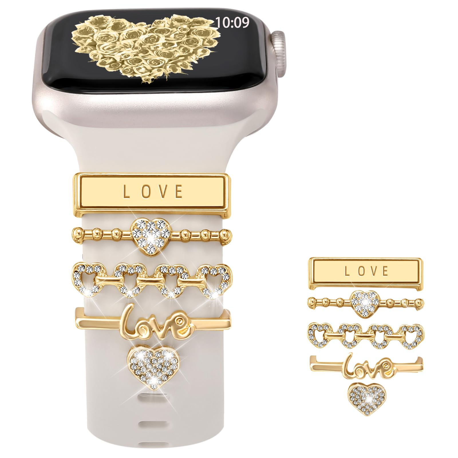 Decorative Charm Band for Apple Watch, Silicone Ring Loops, 5 Colors
