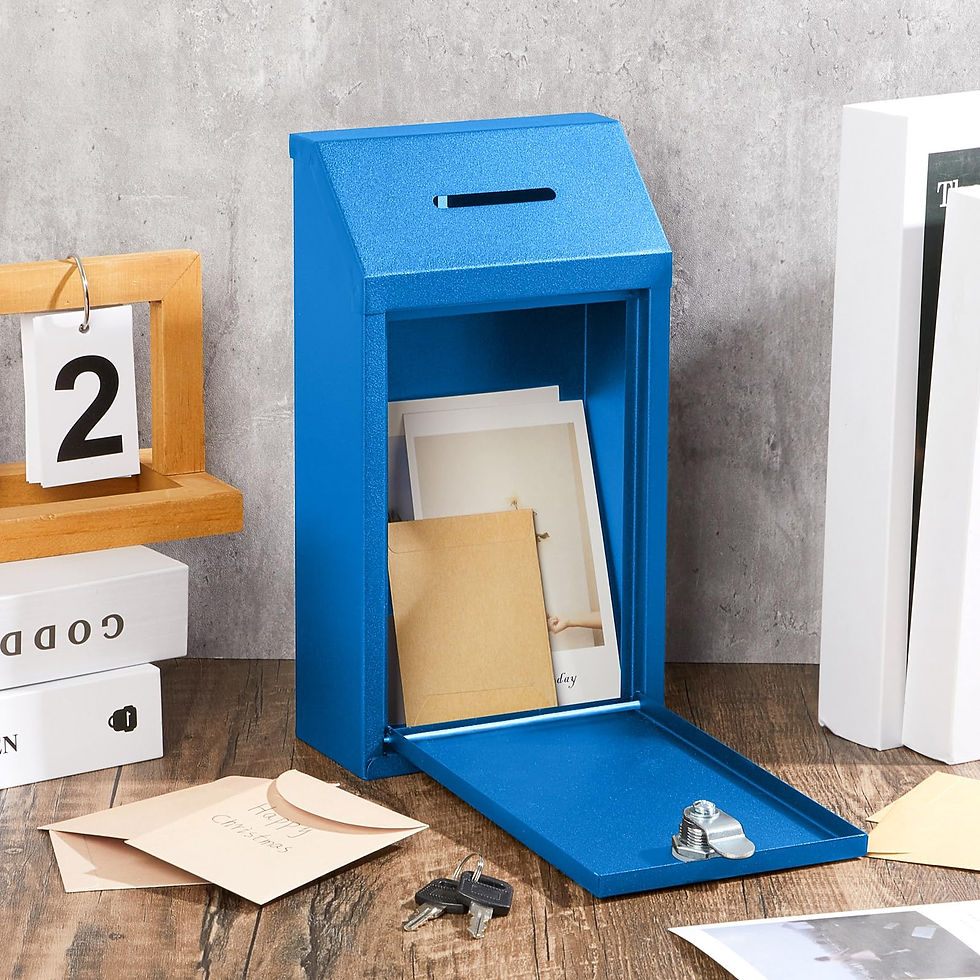 Thumbnail: Metal Donation Cash Box Collection Safe with Lock Wall Delivery Ballot for