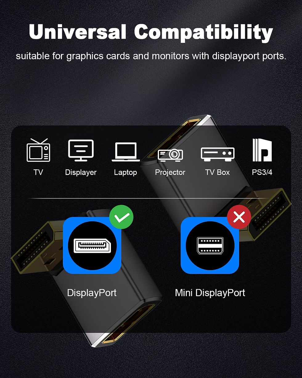 Thumbnail: Duttek 8K 90° DisplayPort 1.4 Adapter, 2-Pack for PC & Laptop (8K/60Hz)