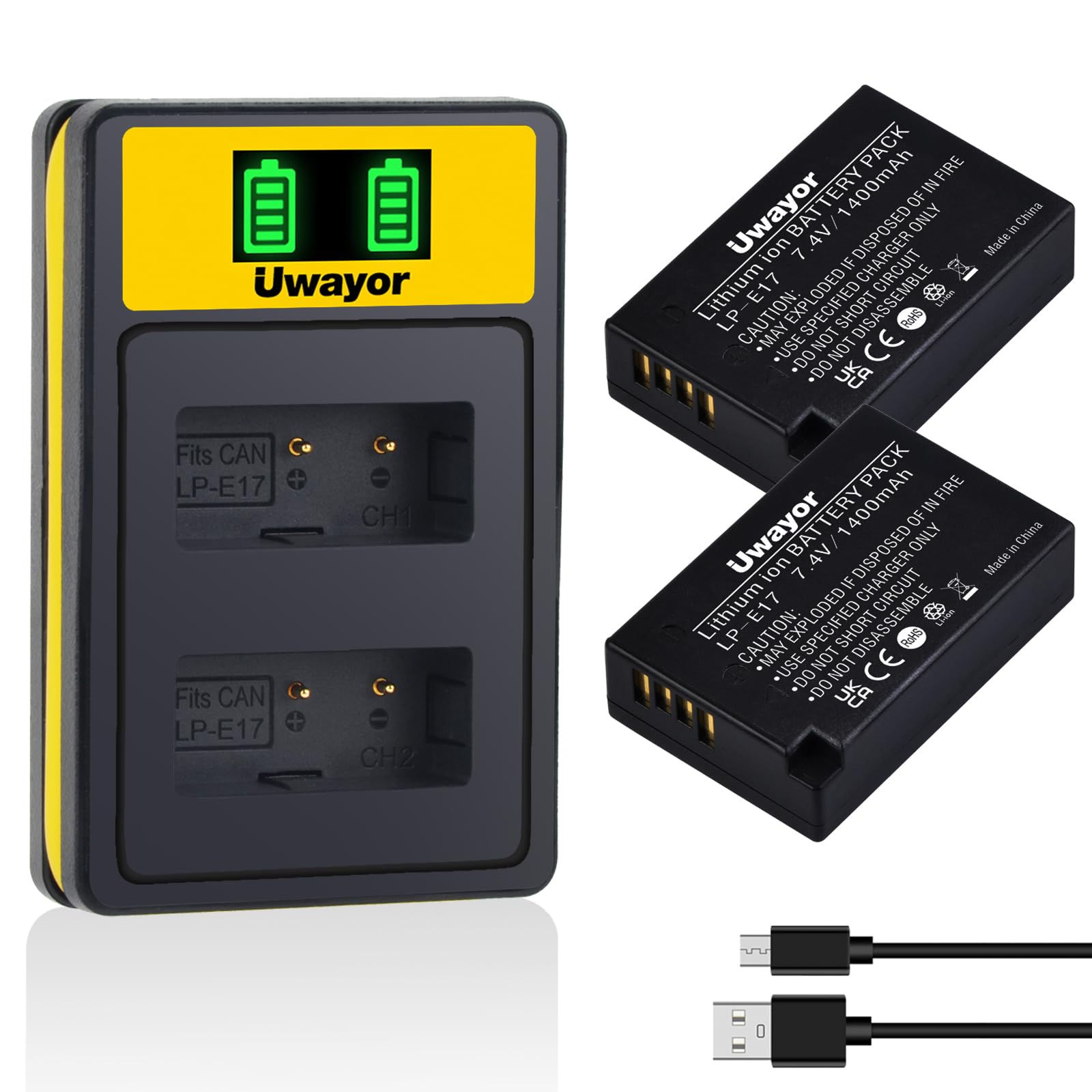 LP-E17 Dual Charger for Canon EOS RP, Rebel, SL Series Cameras, LCD Display