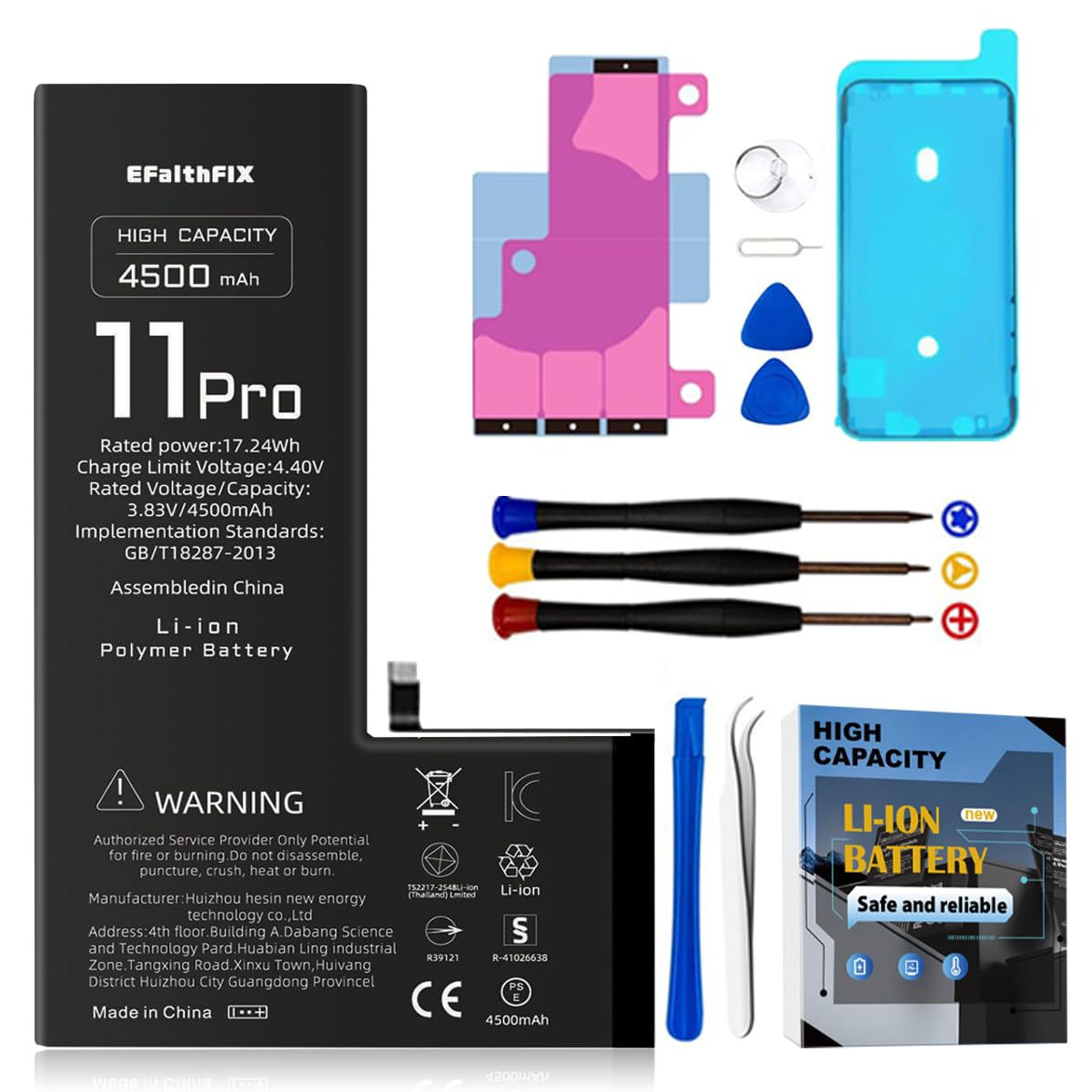EFAITHFIX Battery with iPhone PRO, Capacity New 4500mAh Upgraded Replacement