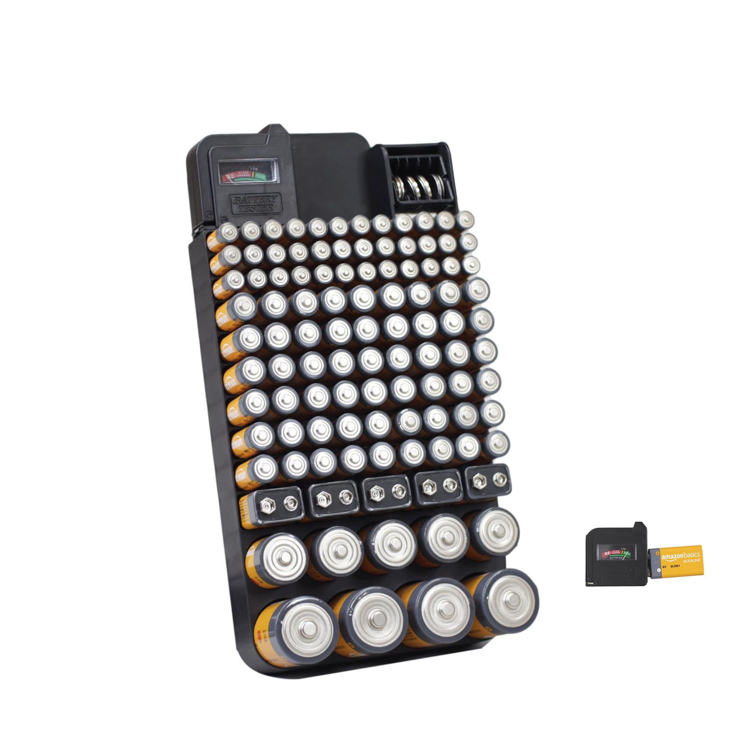 Bee Neat Battery Organizer for 114 Batteries, with Tester, 1 Pack