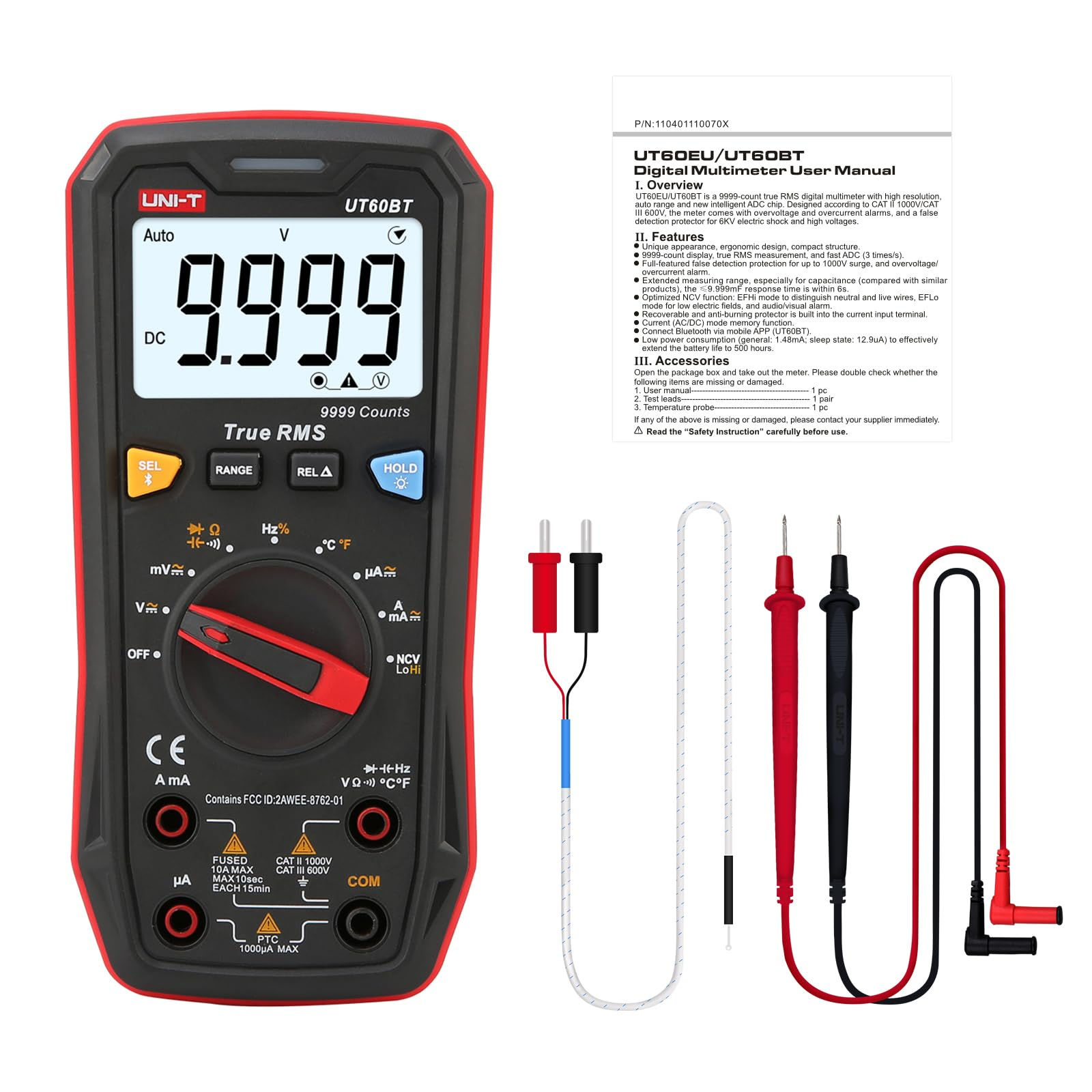UNI-T Multimeter Tester UT60BT, True RMS, 1000V for Electrical Troubleshooting
