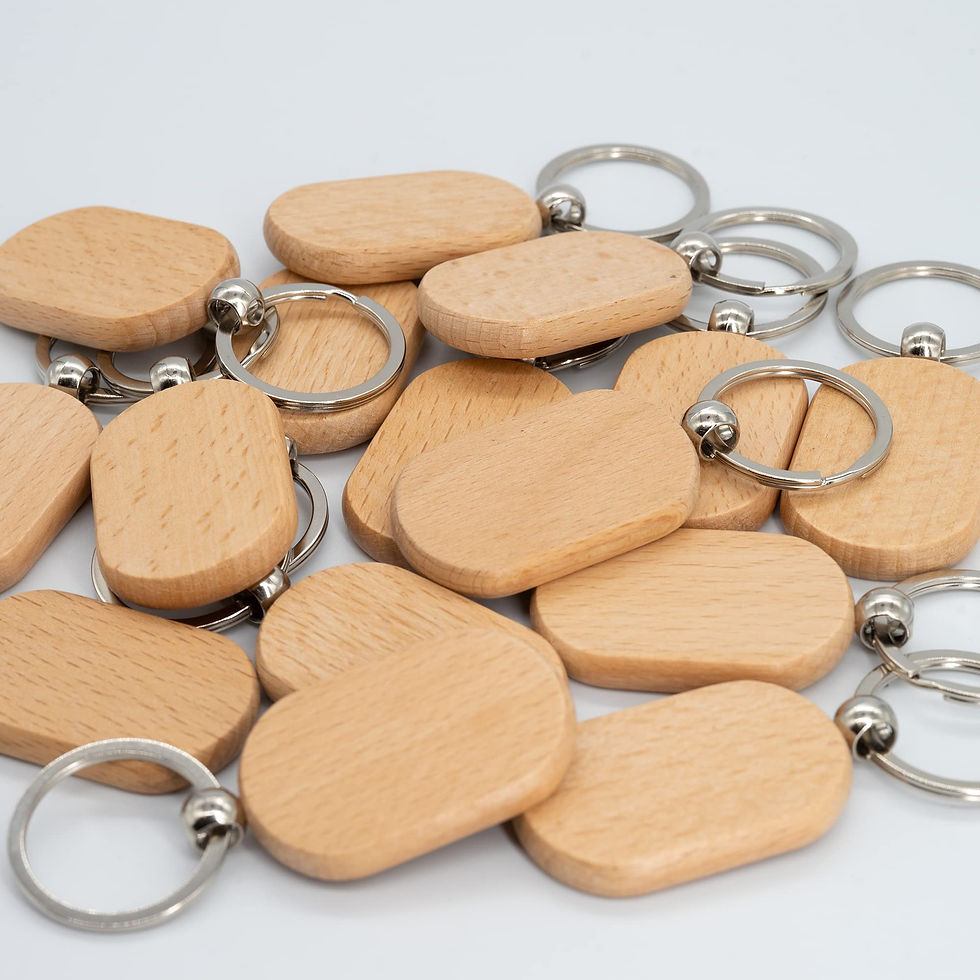 Thumbnail: TFoRibbon Blank Wooden Key Tag Key Chain Rectangle Wood Engraving Blanks 20 Pack