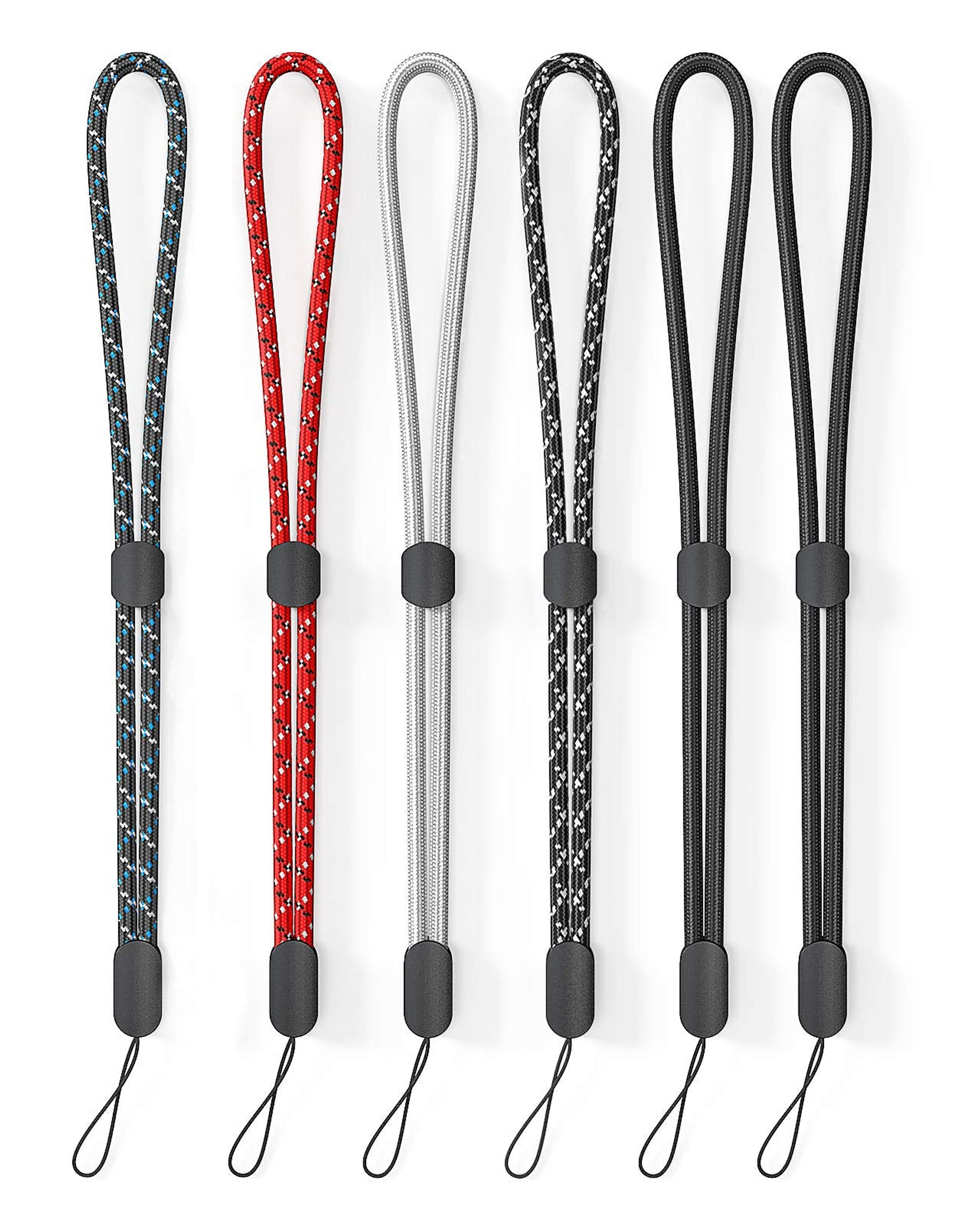 6 Adjustable Wrist Straps, Nylon Lanyards for Keys, Cameras, Flash Drives