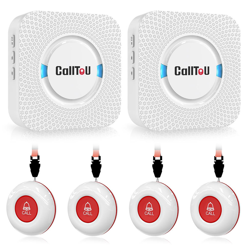 CallToU Caregiver Pager � 2 Receivers + 4 Buttons 500ft Range Elderly Alert