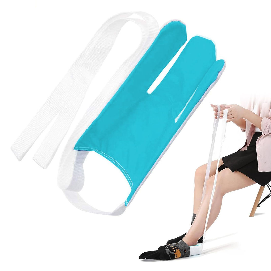 Sock Aid Helper for Putting on Socks, Easy Use for Disabled, Blue