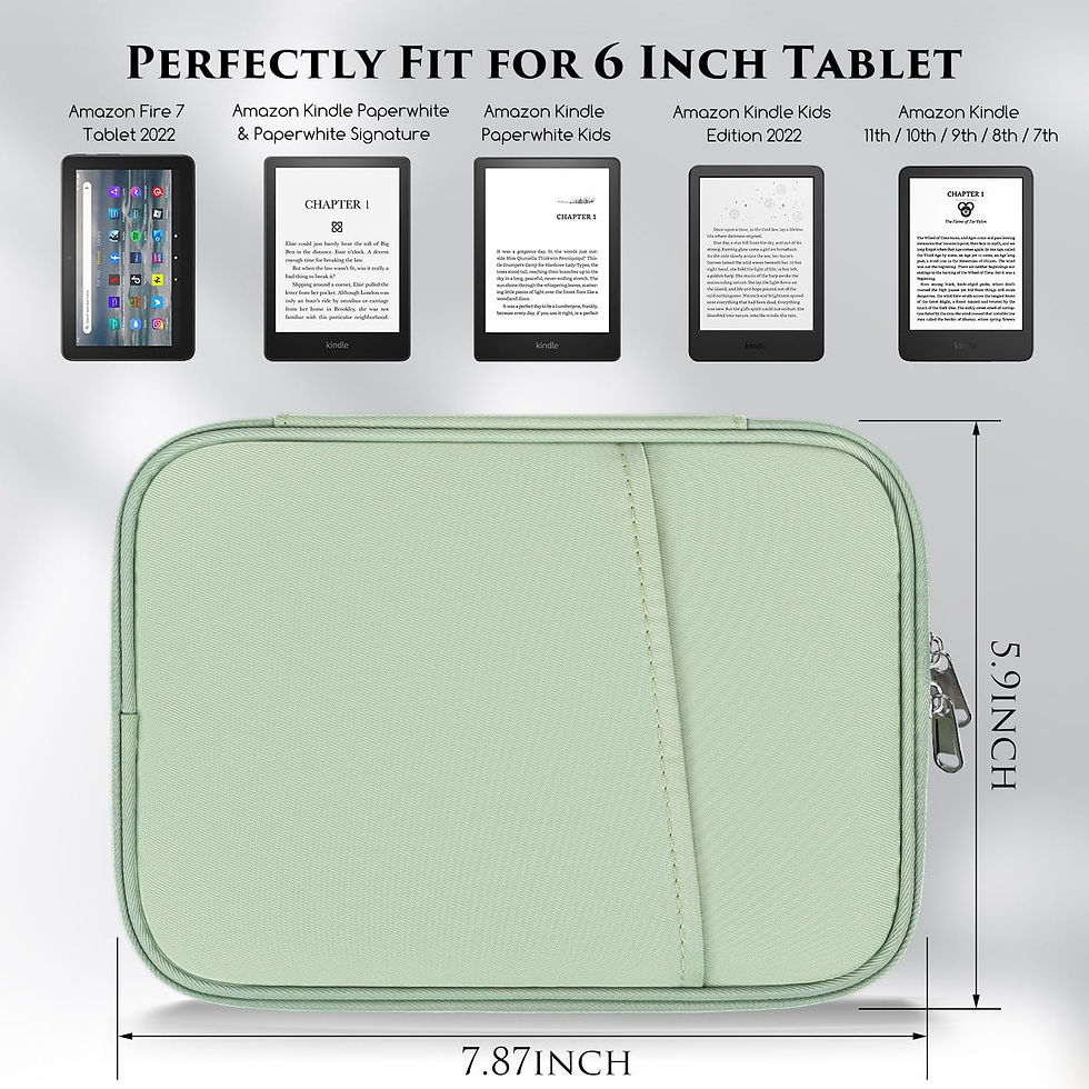 Thumbnail: 6-7 Inch Tablet Sleeve for Amazon Kindle, Fire 7, Kobo Clara, Green