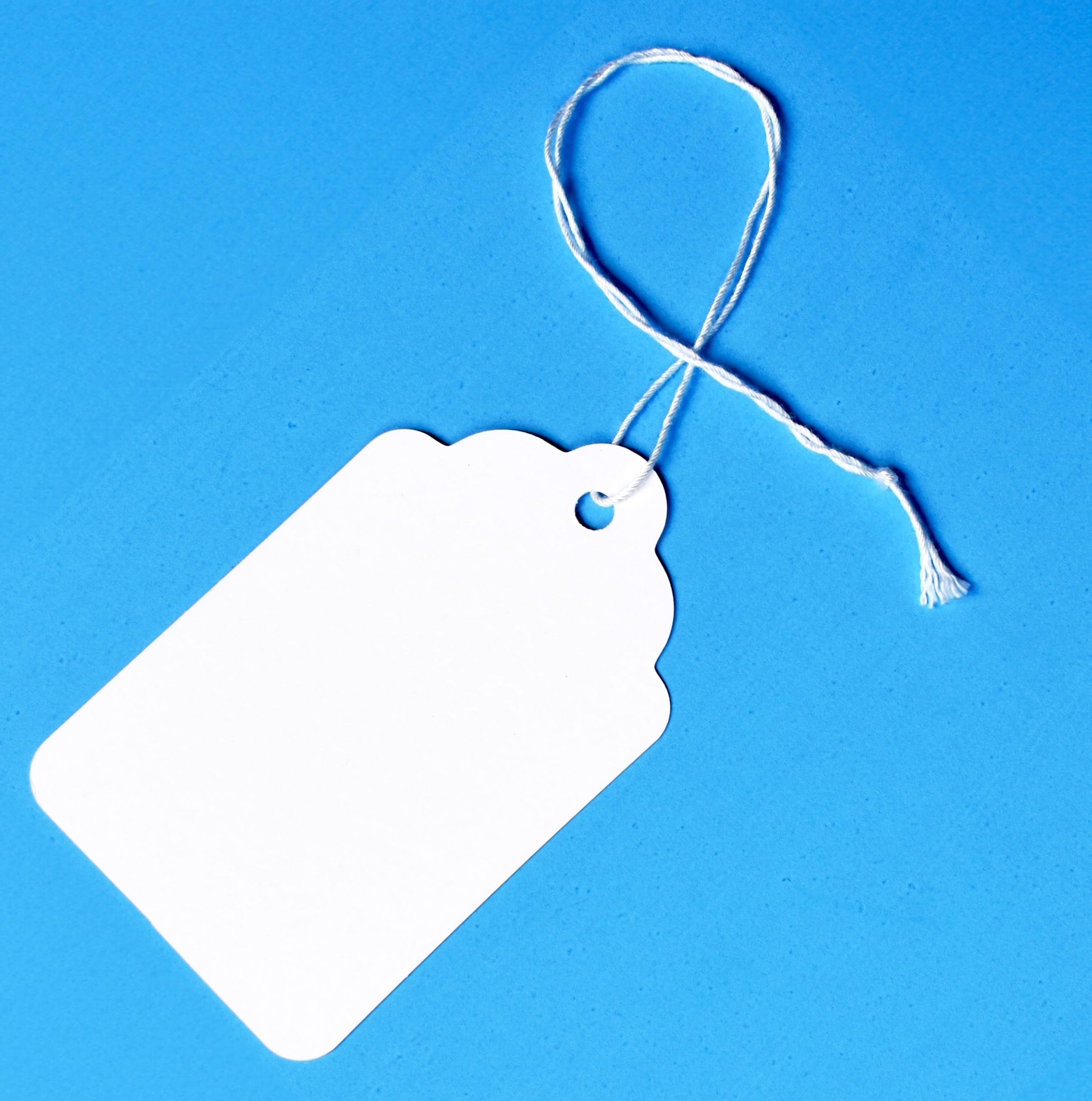 500 with Attached – x Paper Merchandise Tags #8 White with for and String