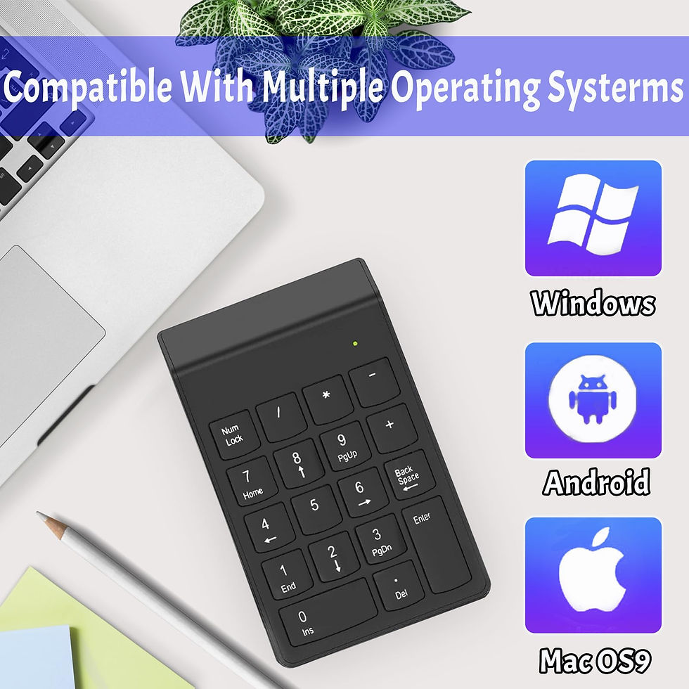Thumbnail: Wireless Numeric Keypad, 10-Key Numpad with 2.4GHz USB Receiver for PC