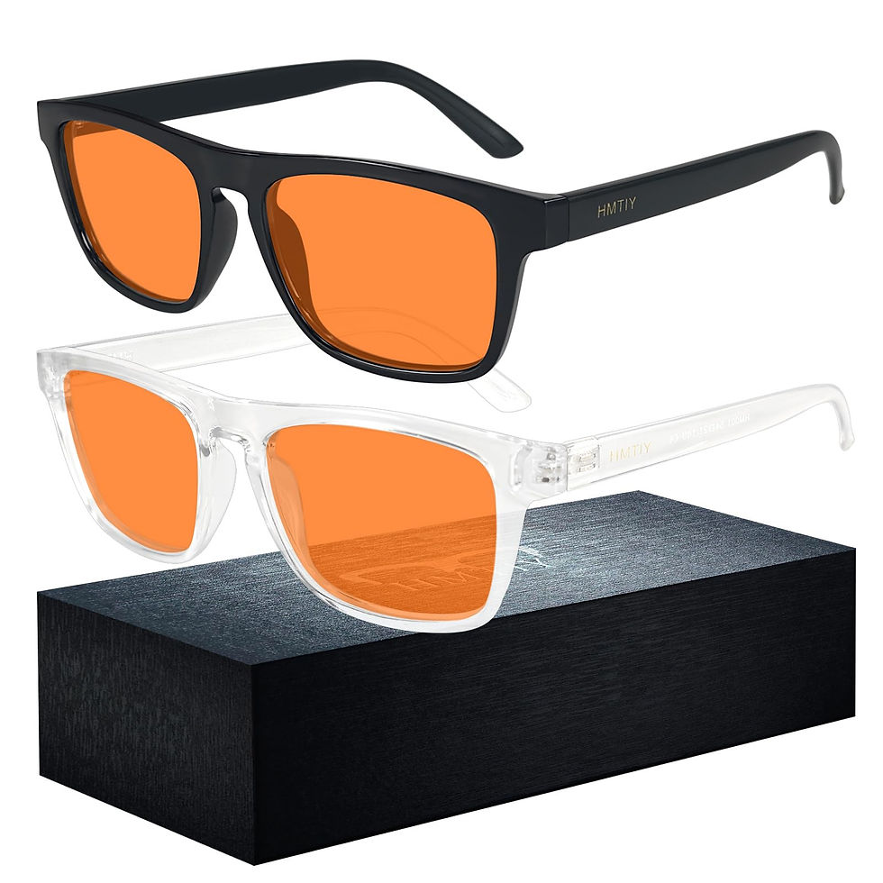 Thumbnail: HMITY 2-Pack Blue Light Glasses, Amber Lens, Anti-Fatigue, Black/Transparent