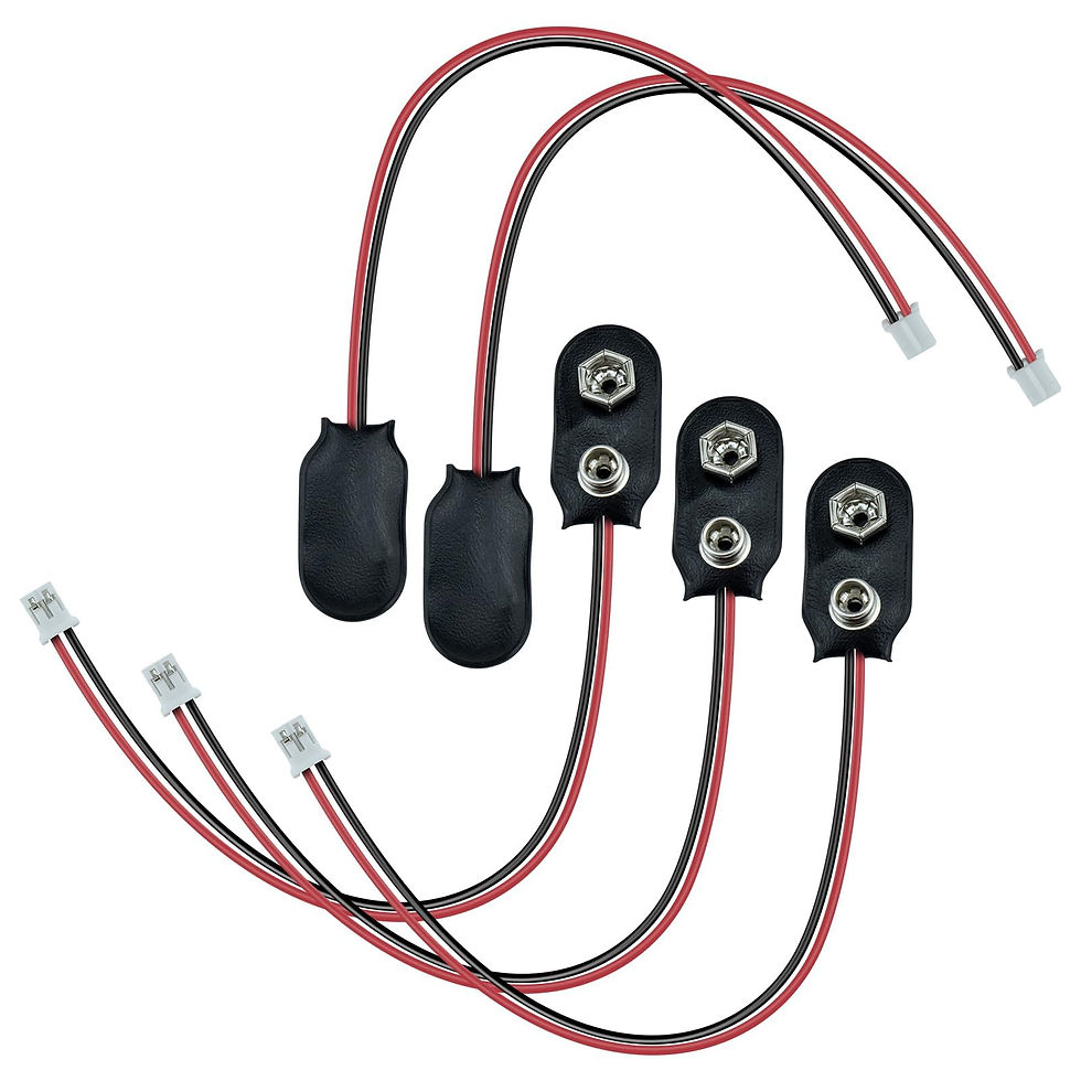 Thumbnail: Aifeier 5Pcs 9V Battery Clip Connector Cable, Leather Housing, 2-Pin PH2.0