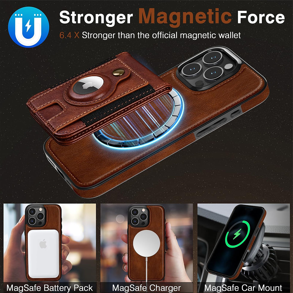 Thumbnail: LOHASIC iPhone 16 Pro Max Wallet Case, RFID Leather Cardholder - Brown