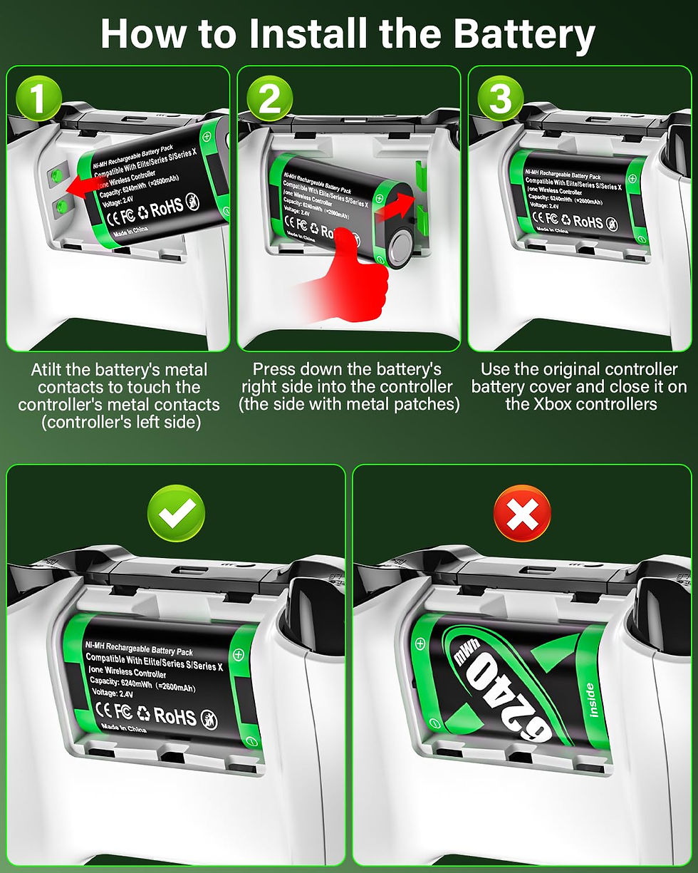 Thumbnail: Xbox Rechargeable Battery Pack, 2x6240mWh, Charger for Xbox Controllers