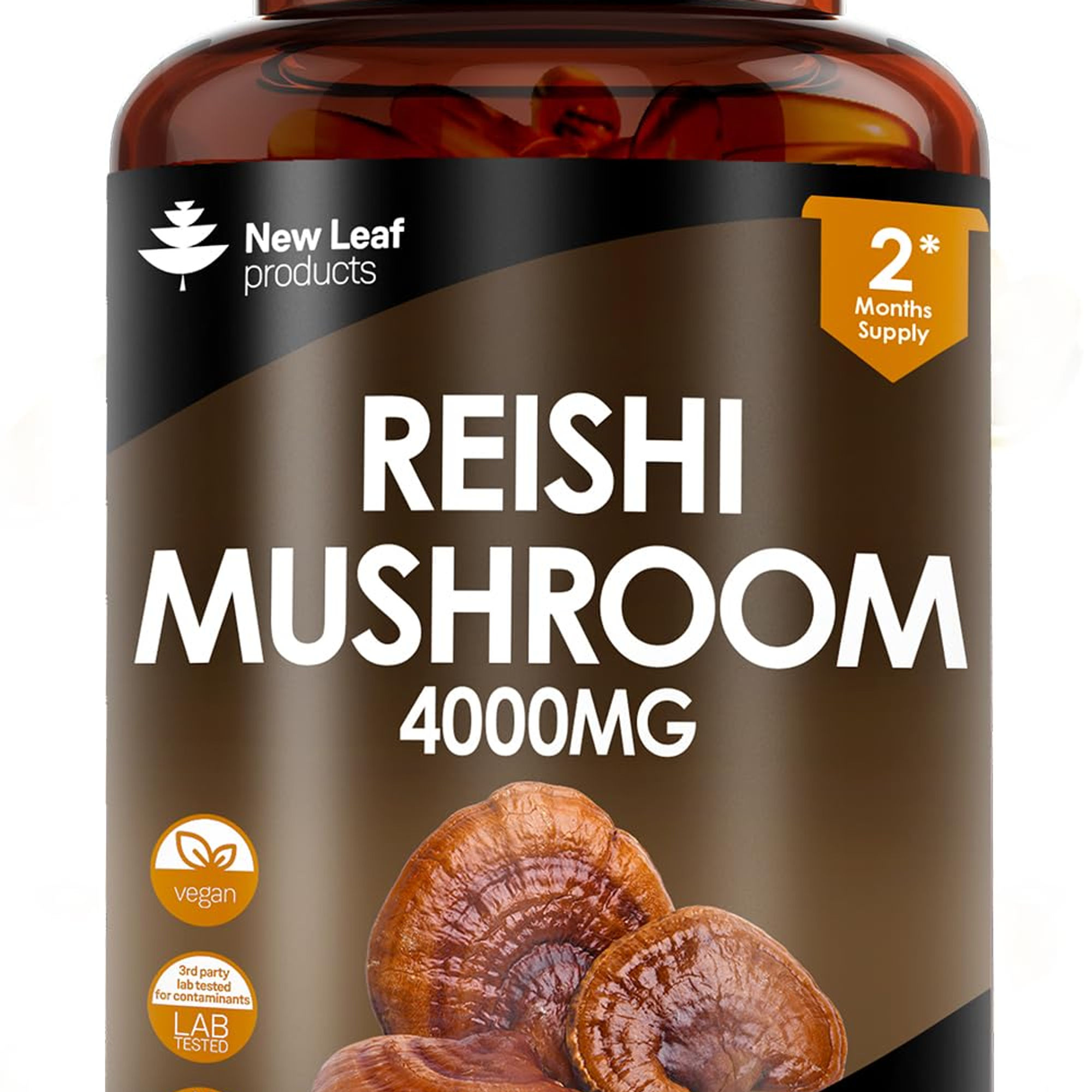 Reishi Mushroom Capsules, 4000mg Strength, 120 Vegan Capsules
