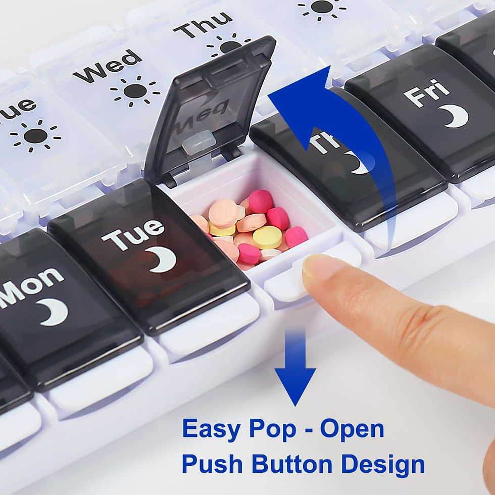 Thumbnail: Pill Boxes, 7-Day, 2 Times a Day, Push Button, Am/Pm Organizer