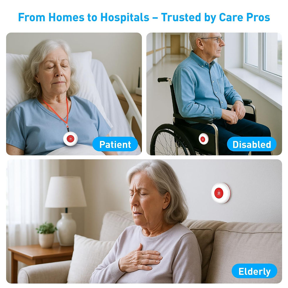 Thumbnail: WiFi Caregiver Pager Alert for Seniors 2 SOS Buttons+1 Receiver No Monthly Fee