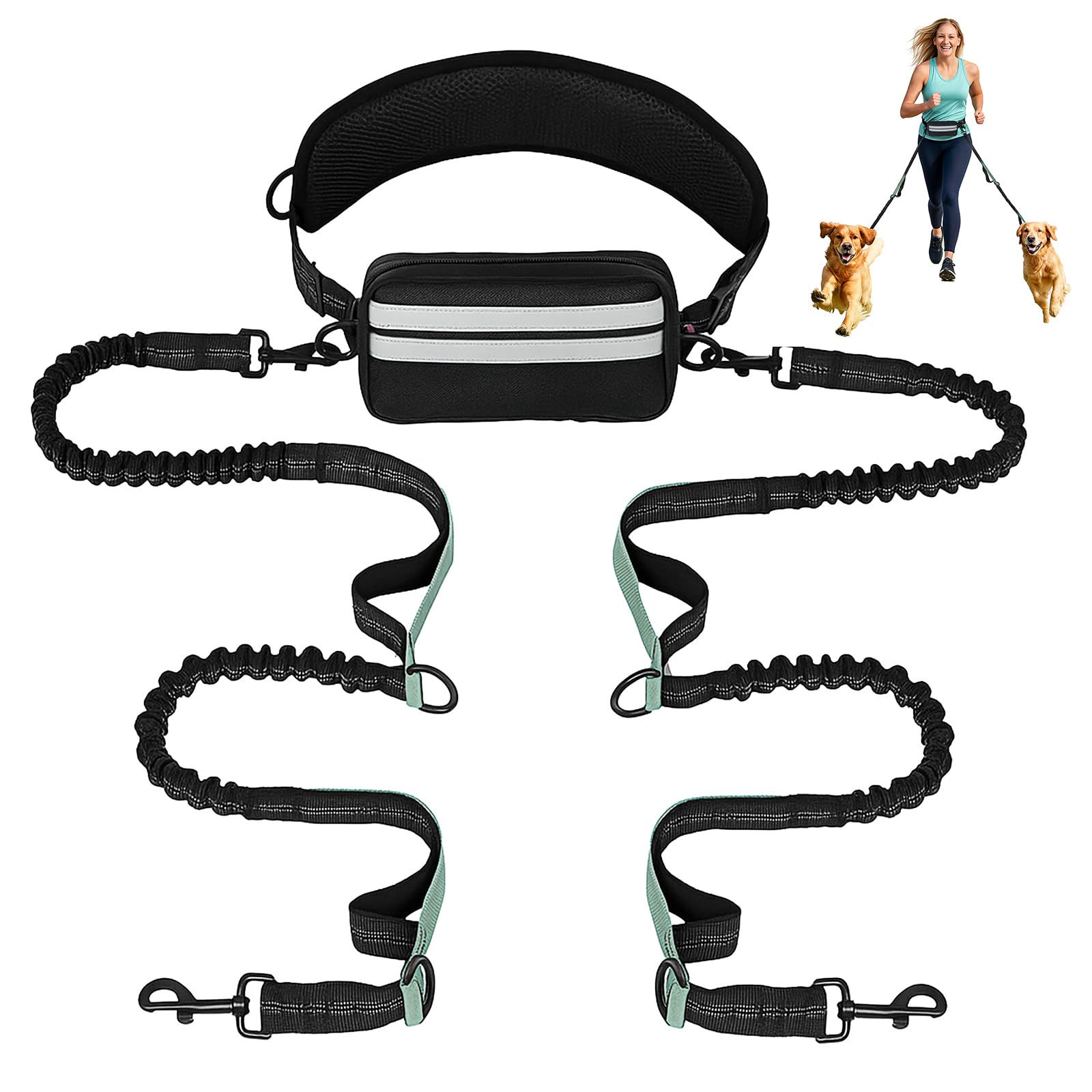 Hand Free Leash with Pouch, Belt Retractable Dog Walking Leash for with