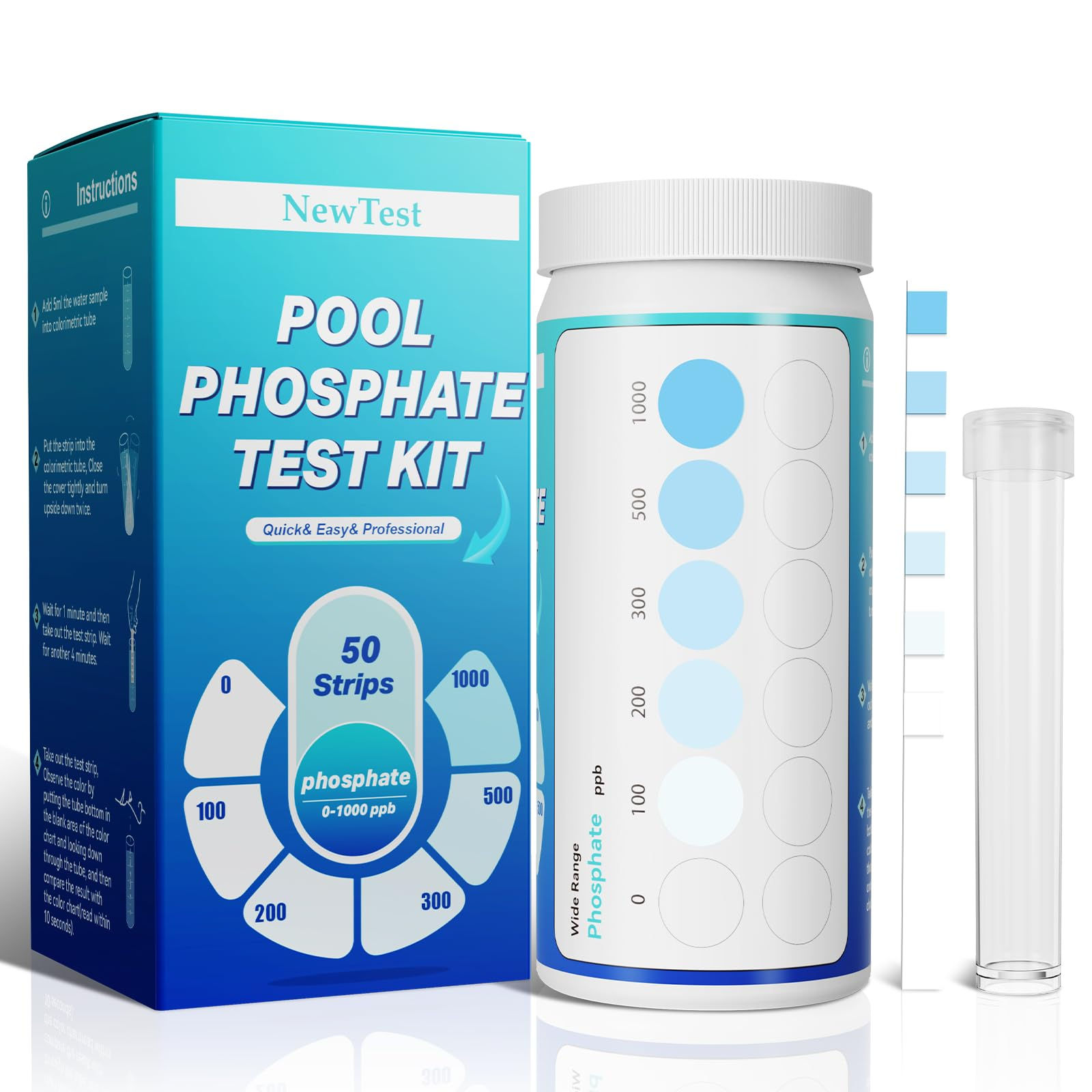 Pool Phosphate Test Kit: Professional 50CT Swimming 50 Strips for Pools