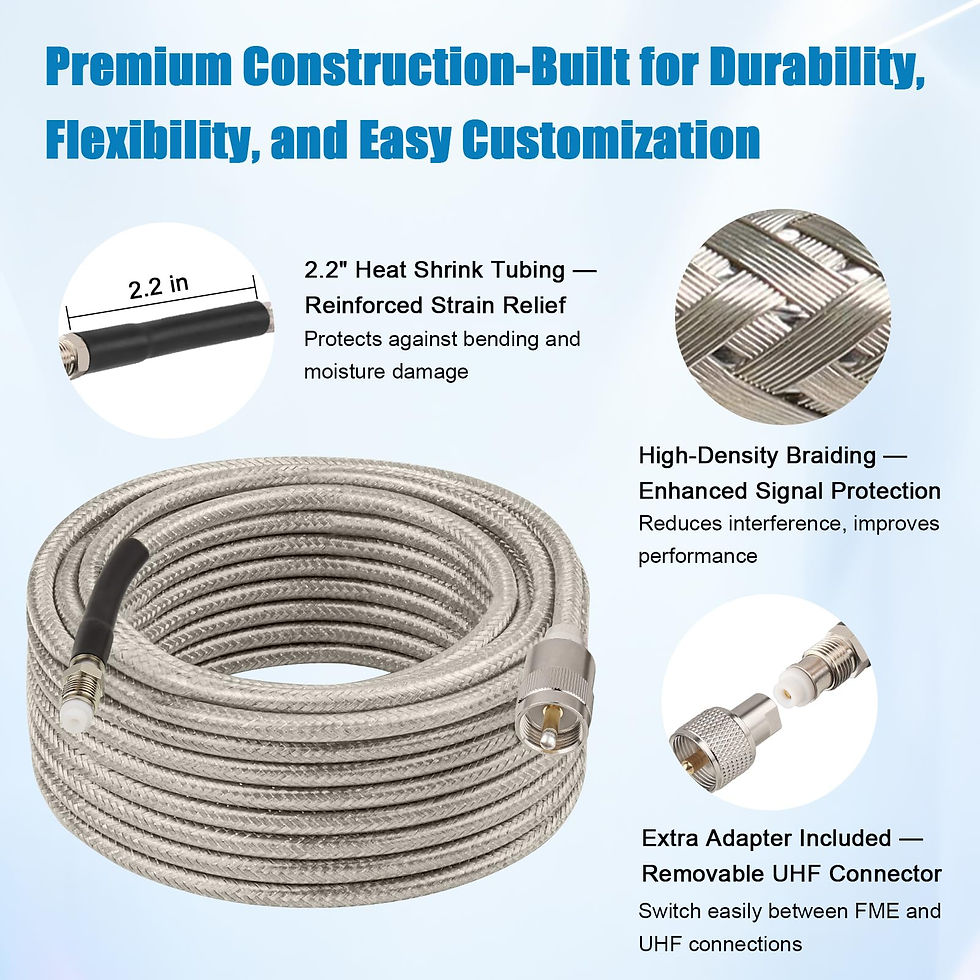 Thumbnail: CB Coax Cable to UHF with 10FT, RG8X FME Adapter, Low Loss RF Coaxial Cable