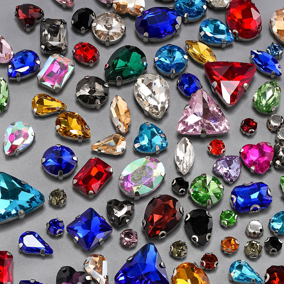 Thumbnail: 188 Pieces Sew on Colorful Acrylic Crystals Shapes & Sizes Flatback Claw for DIY