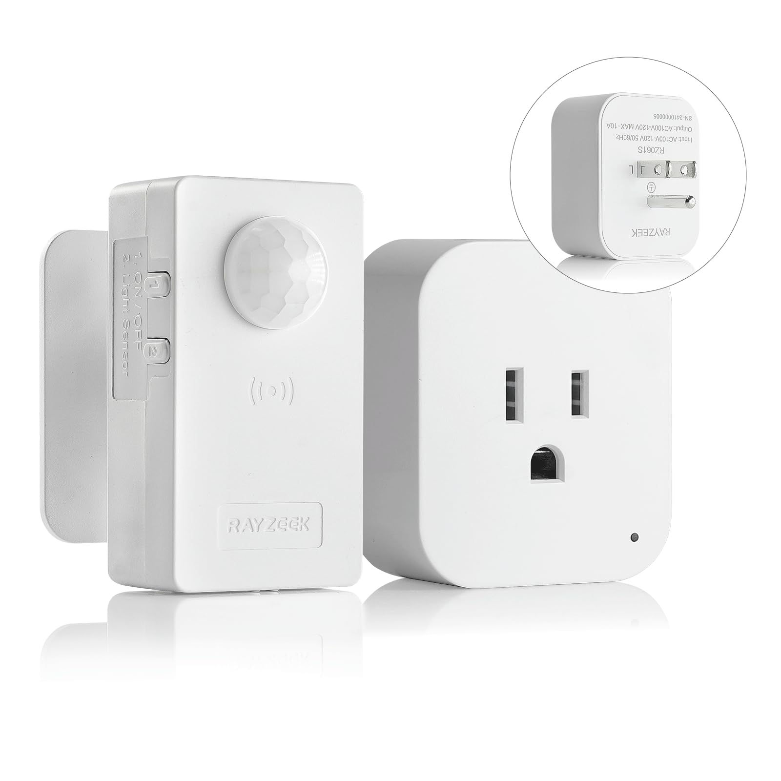 RAYZEEK Wireless Sensor Kits,No-Wire PIR Switch Motion Plug Mini Control