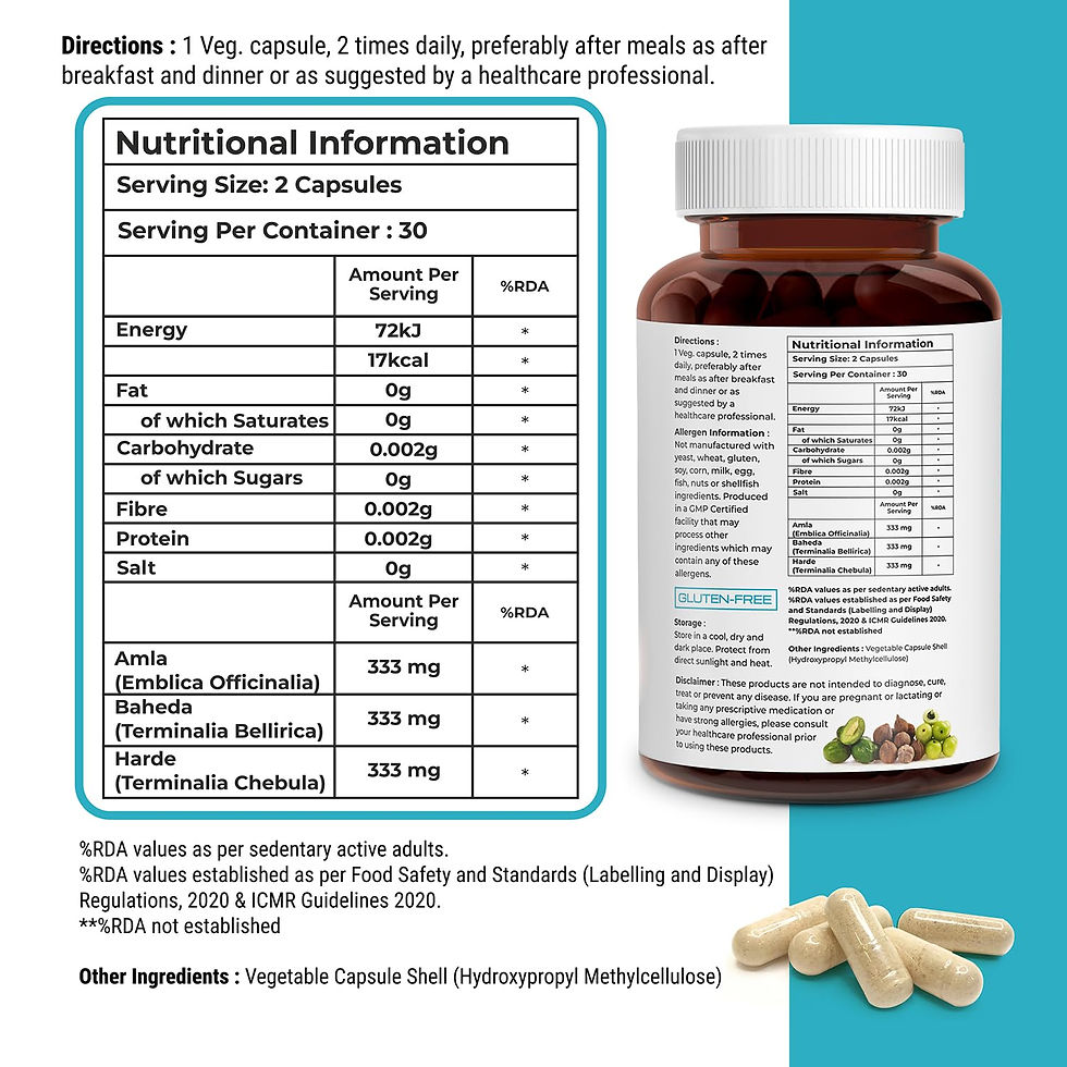 Thumbnail: BIOVITALIA Triphala Capsules, Digestive Support with Haritaki, 60 Capsules
