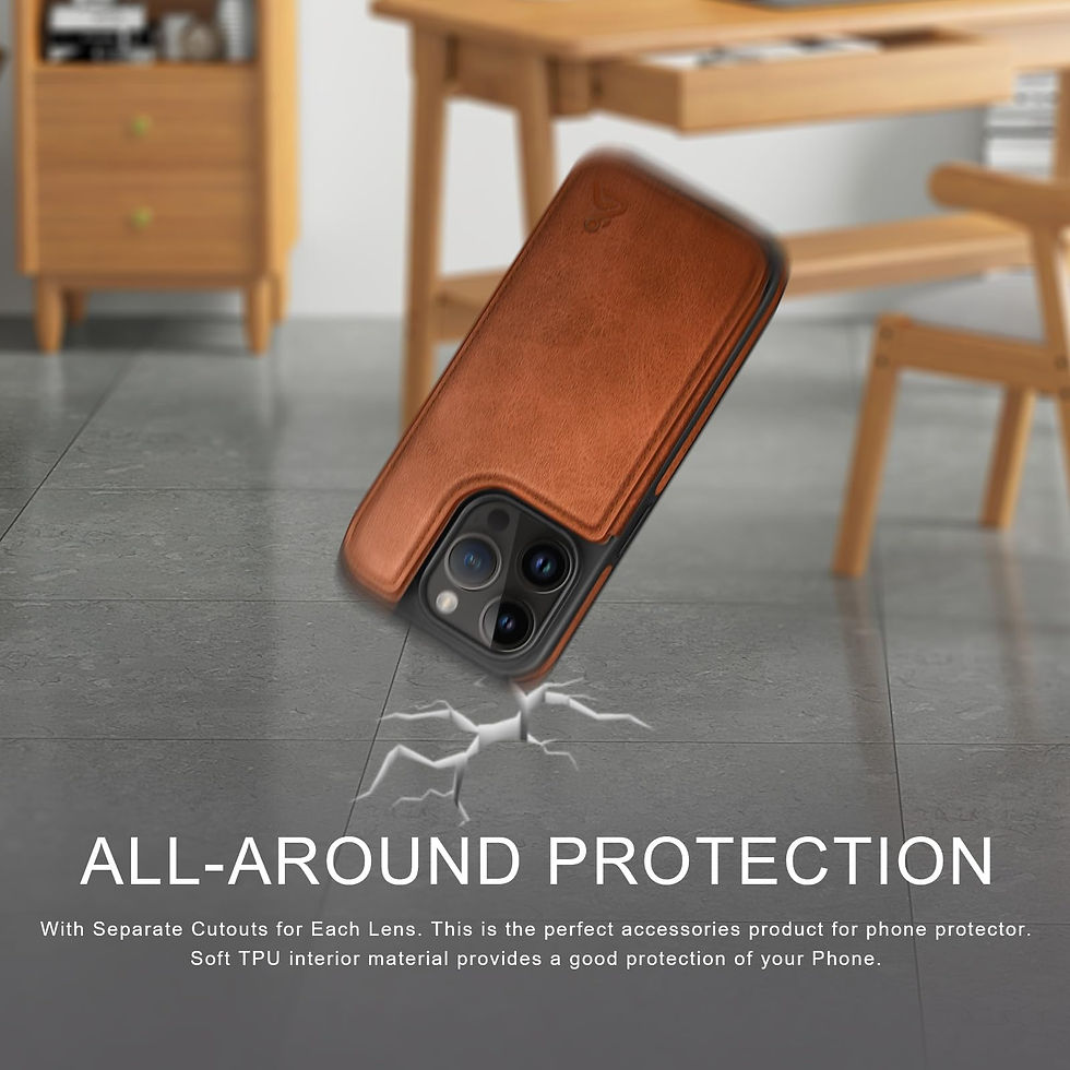 Thumbnail: iPhone 16 Pro Max Wallet Case, RFID Blocking & 2 Screen Protectors (Light Brown)