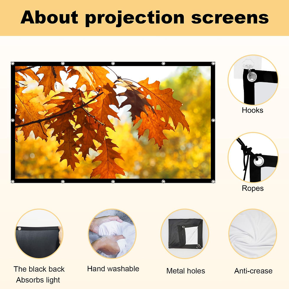 Thumbnail: XINLEMY 100-inch Projector Screen, Anti-Crease, 4K, Portable, Black