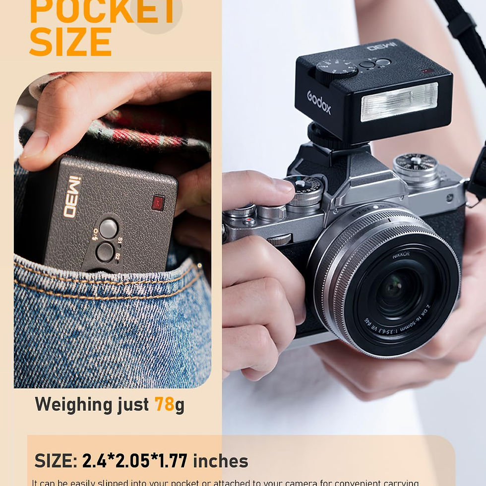 Thumbnail: Godox IM30 Mini Camera Flash, GN15, 7 Levels Flash Power for Fuji/Sony/Canon