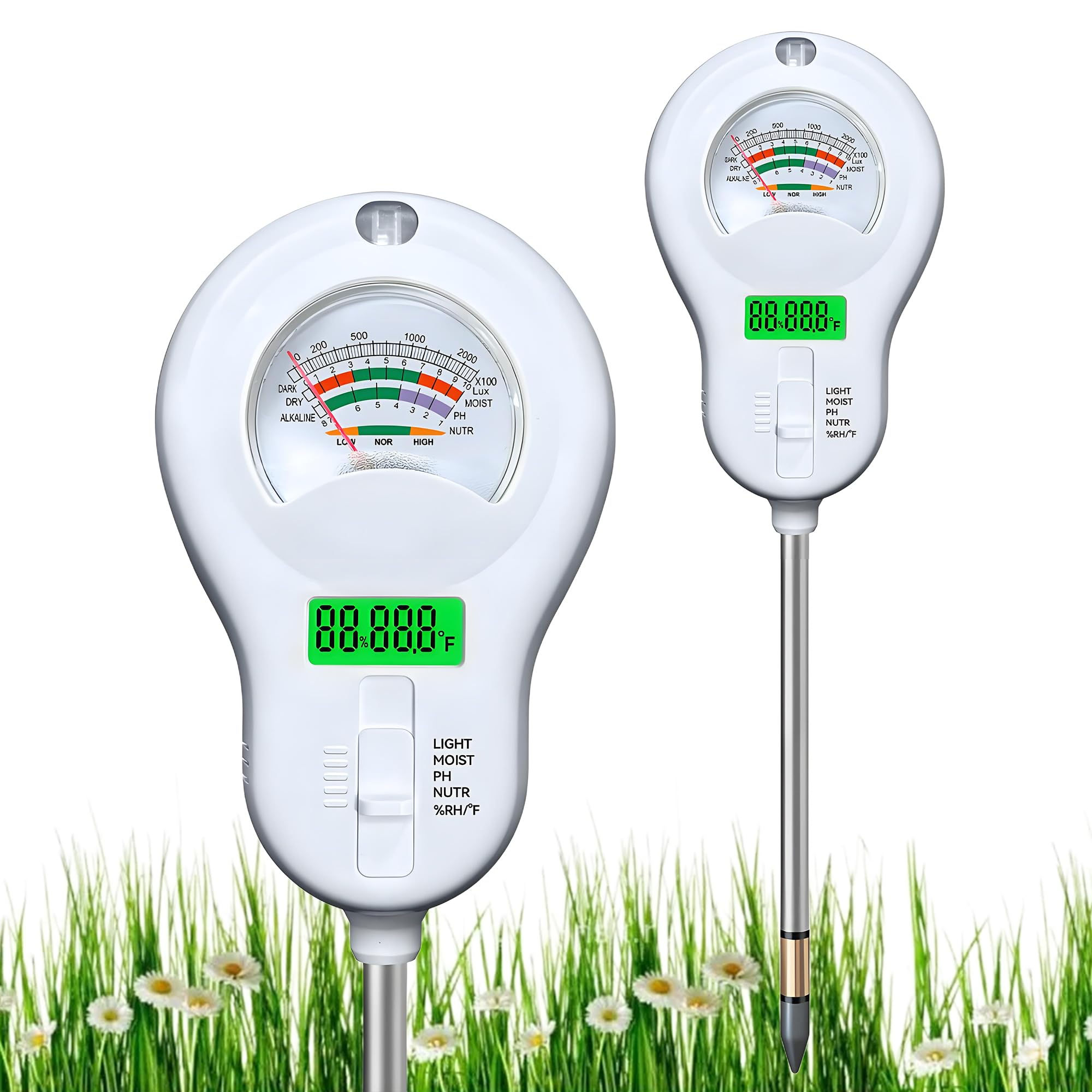 6-in-One Soil Test Kit-Soil Tester, Dual Moisture Meter/PH Screen Display