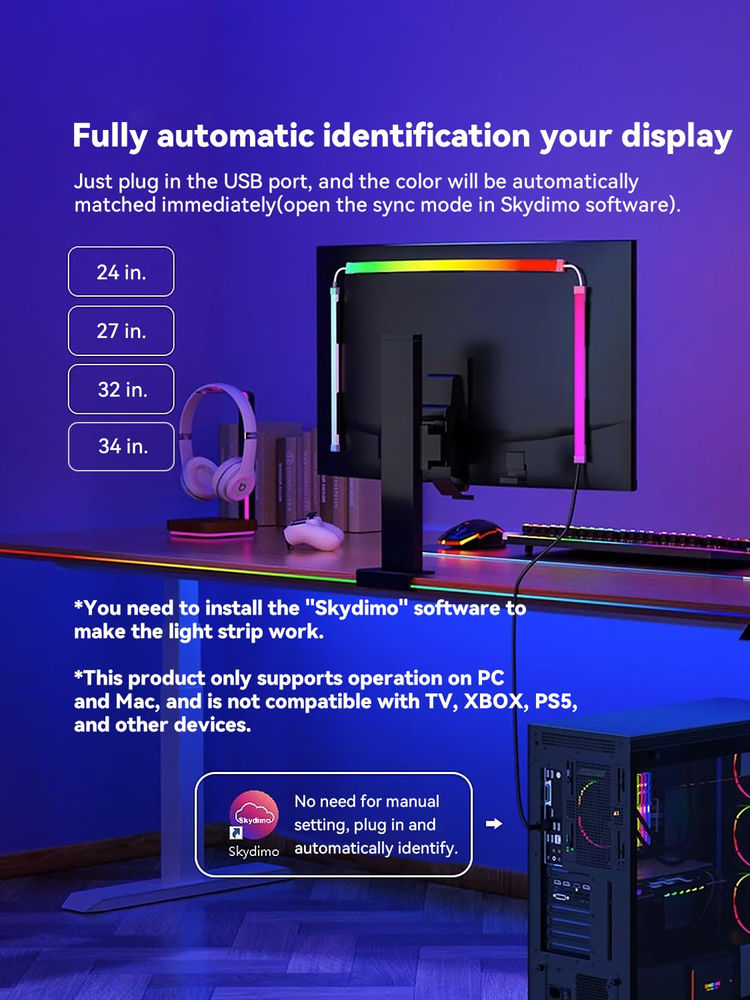 Thumbnail: G100 LED for PC & Strip Monitor Backlights Mac, that Sync with Screen Color