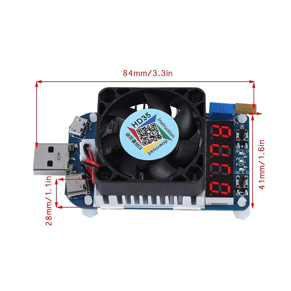 Thumbnail: USB Tester Multimeter, Voltage Meter, 5V-25V, Electronic Load Tester