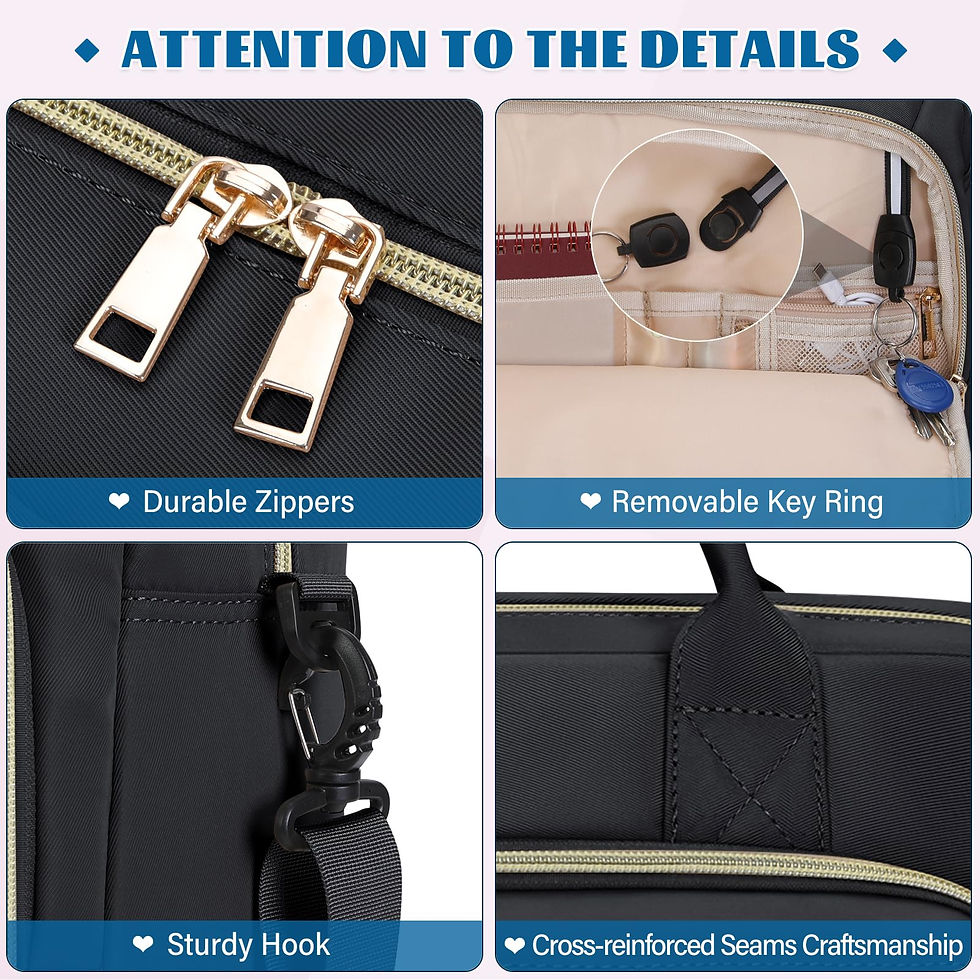 Thumbnail: RAINSMORE 17.3" Laptop Bag, Waterproof Shoulder Case, Black for Work & Travel
