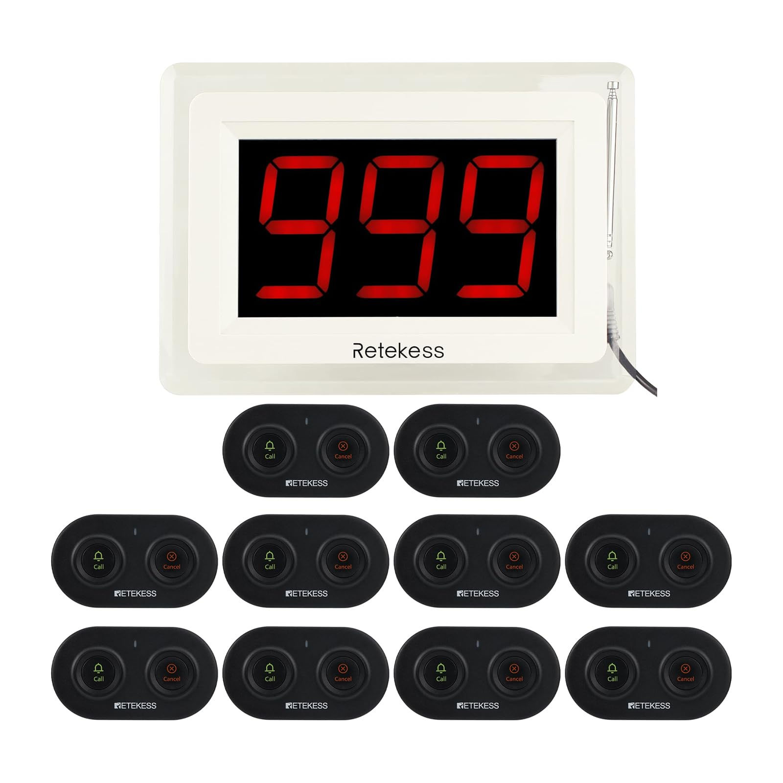 Retekess T114 Caregiver Pager 10 SOS Buttons 656ft Range Cancel Function