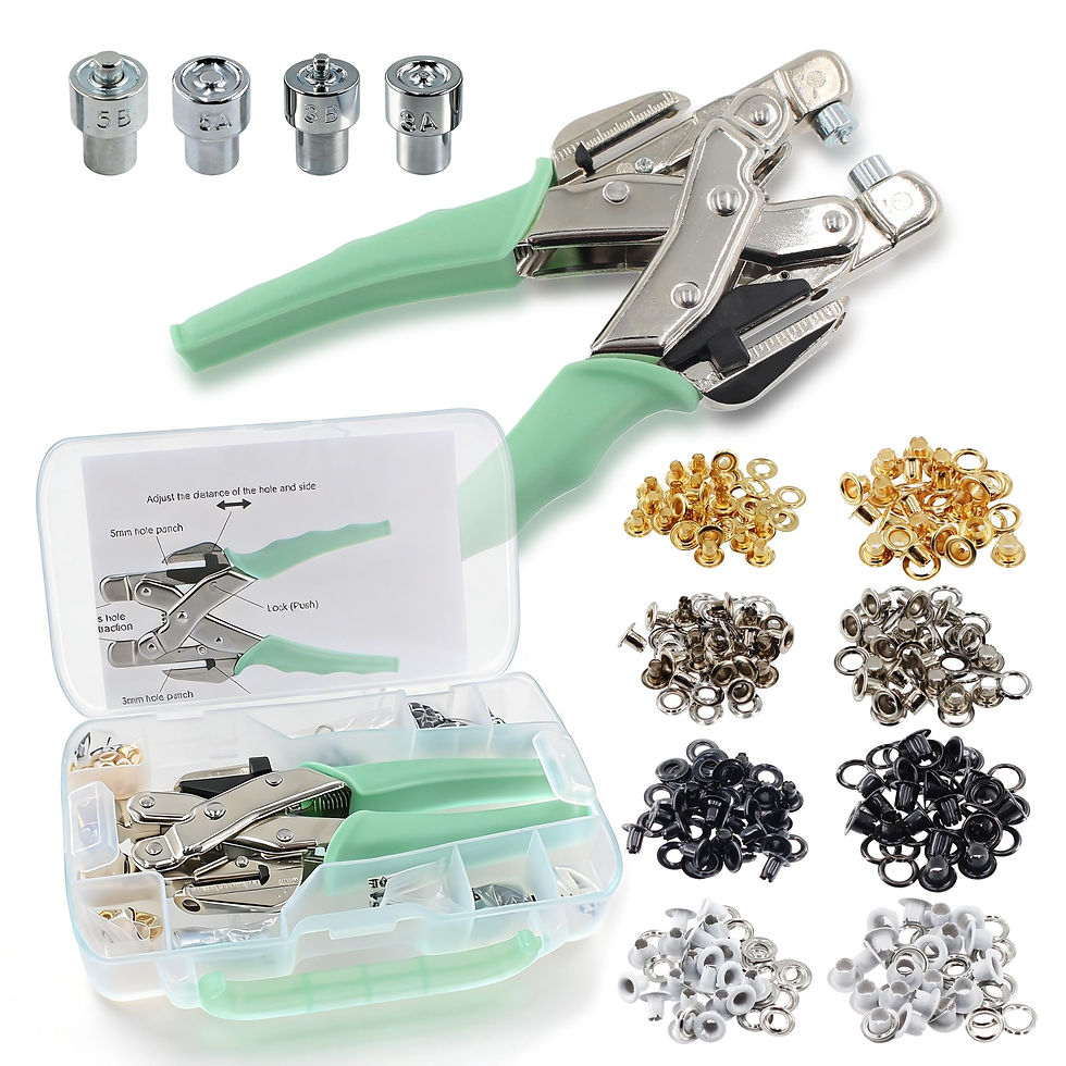Thumbnail: Grommet Eyelet Pliers Kit Eyelets Hole Punch 3/16 1/8 Multi-Size Plier