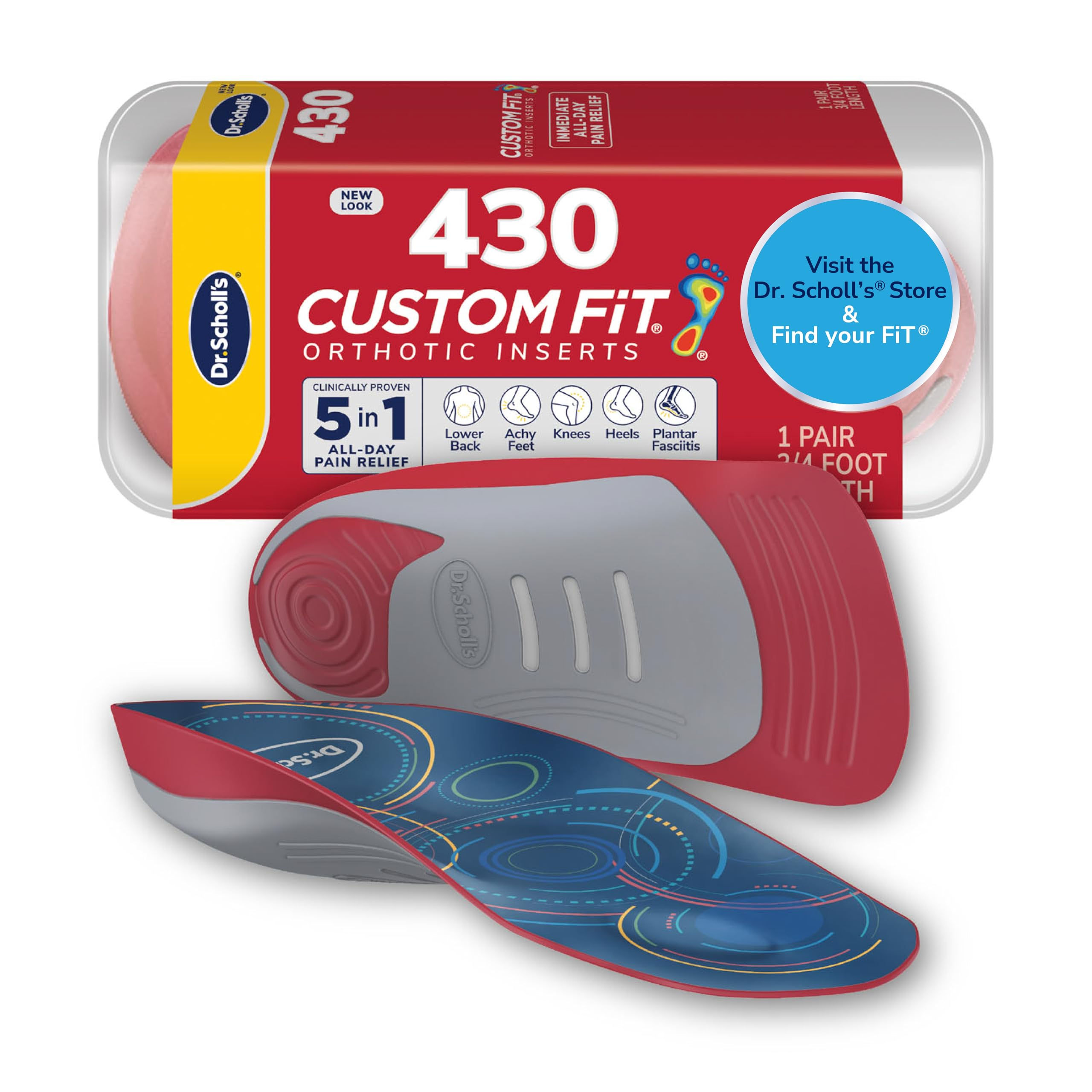 Dr. Scholl�s Fit Orthotics Arch Support Shoe Custom 3/4 Length - Plantar