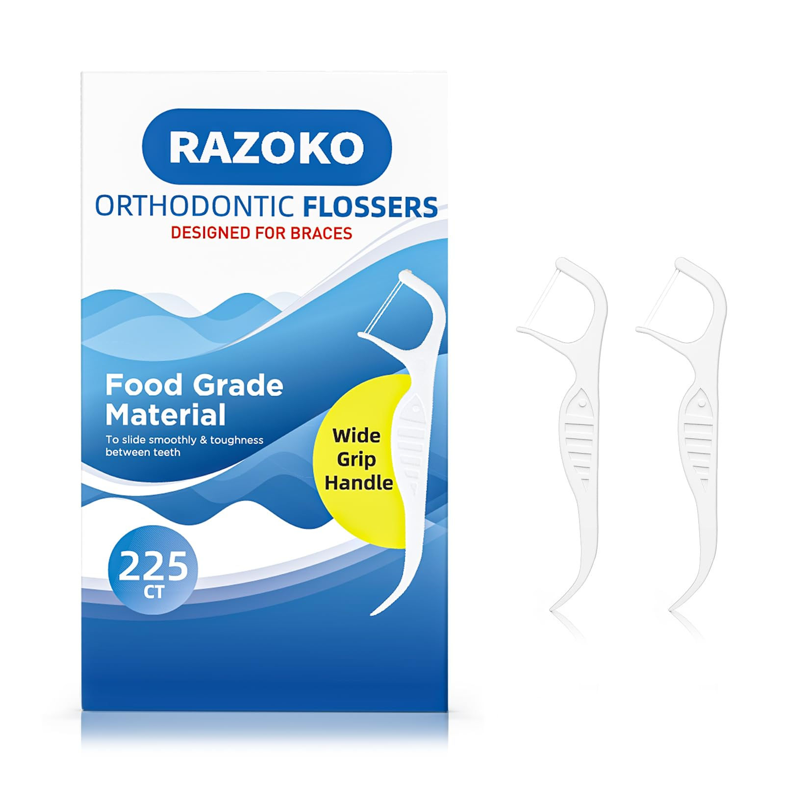 RAZOKO Orthodontic Flossers for Braces, Twin Line, 225 Count