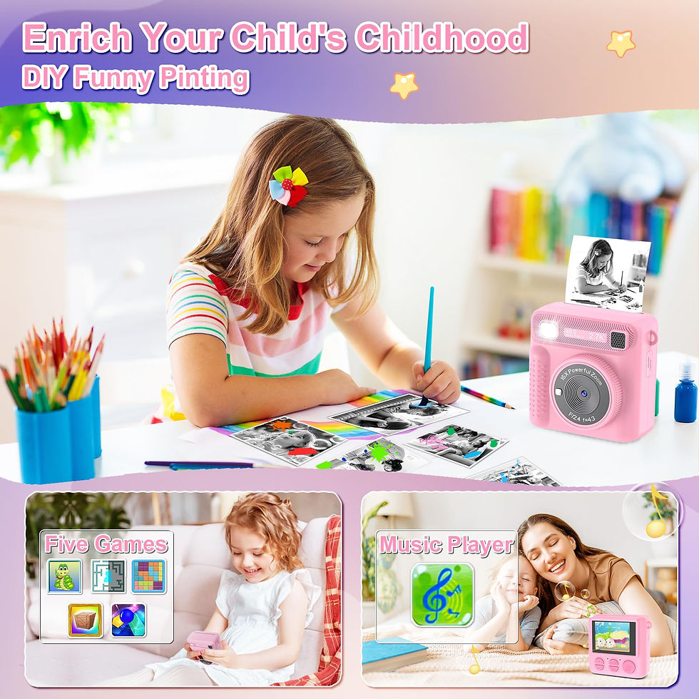 Thumbnail: Instant Print Camera for Kids, 2.4" Screen, for Age 3-12, Birthday Gift (Pink)
