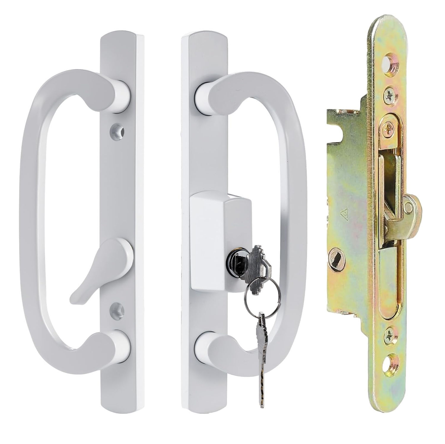 Keyed Sliding Patio Door Handle Set with Mortise Lock, Zinc Diecast, Offset