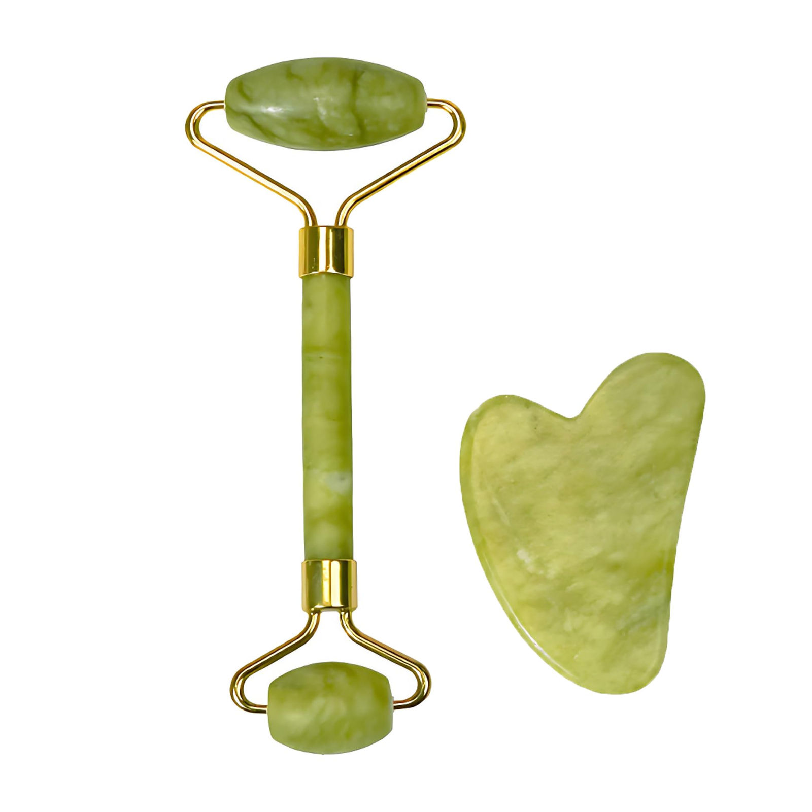 Jade Roller & Gua Sha Set, Facial Massager for Skin Care, Green
