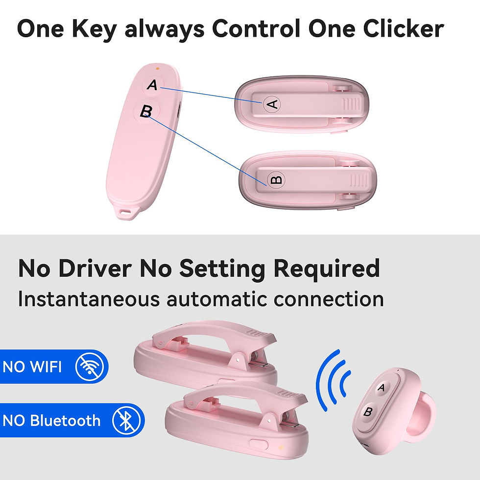 Thumbnail: [2 Clips] Finger Ring Page Turner, Remote for Kindle, Rechargeable, Pink