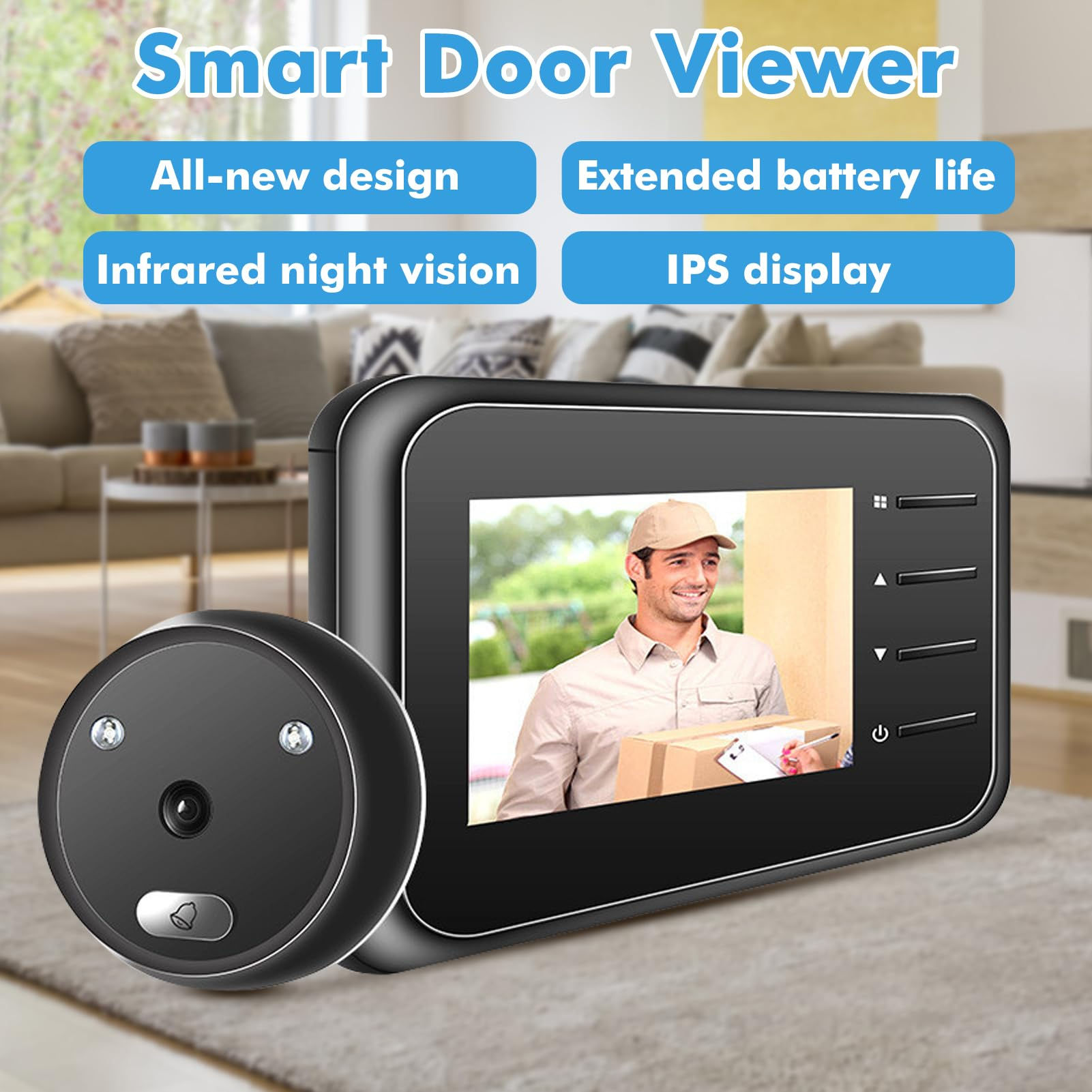 Digital Door Viewer, Viewer LCD Screen Display Wide Photo Peephole for Hole