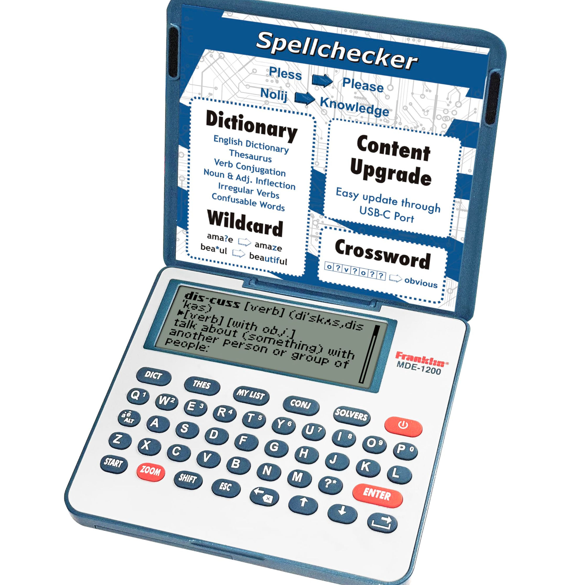 Franklin Electronic Dictionary and Thesaurus – Dictionary, MDE-1200 English Blue