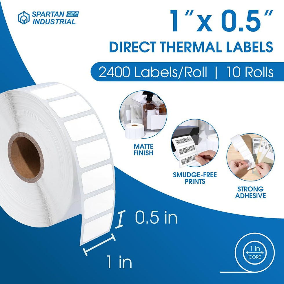 Thumbnail: Spartan - X Direct Labels Count, Rolls) Industrial 1" 0.5" - Barcode Stickers,