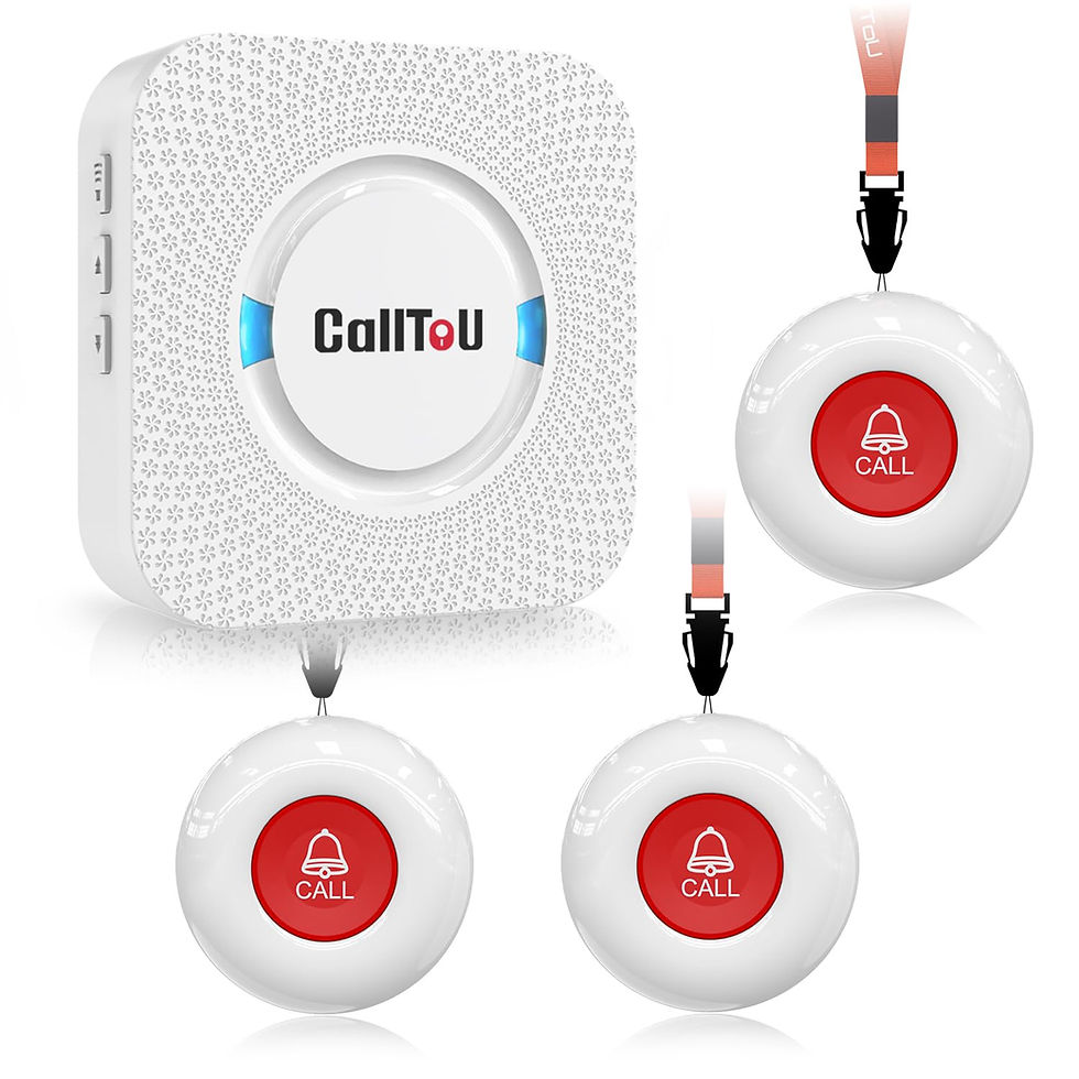 CallToU Caregiver Pager 3 Waterproof Buttons + 1 Receiver 500ft Range