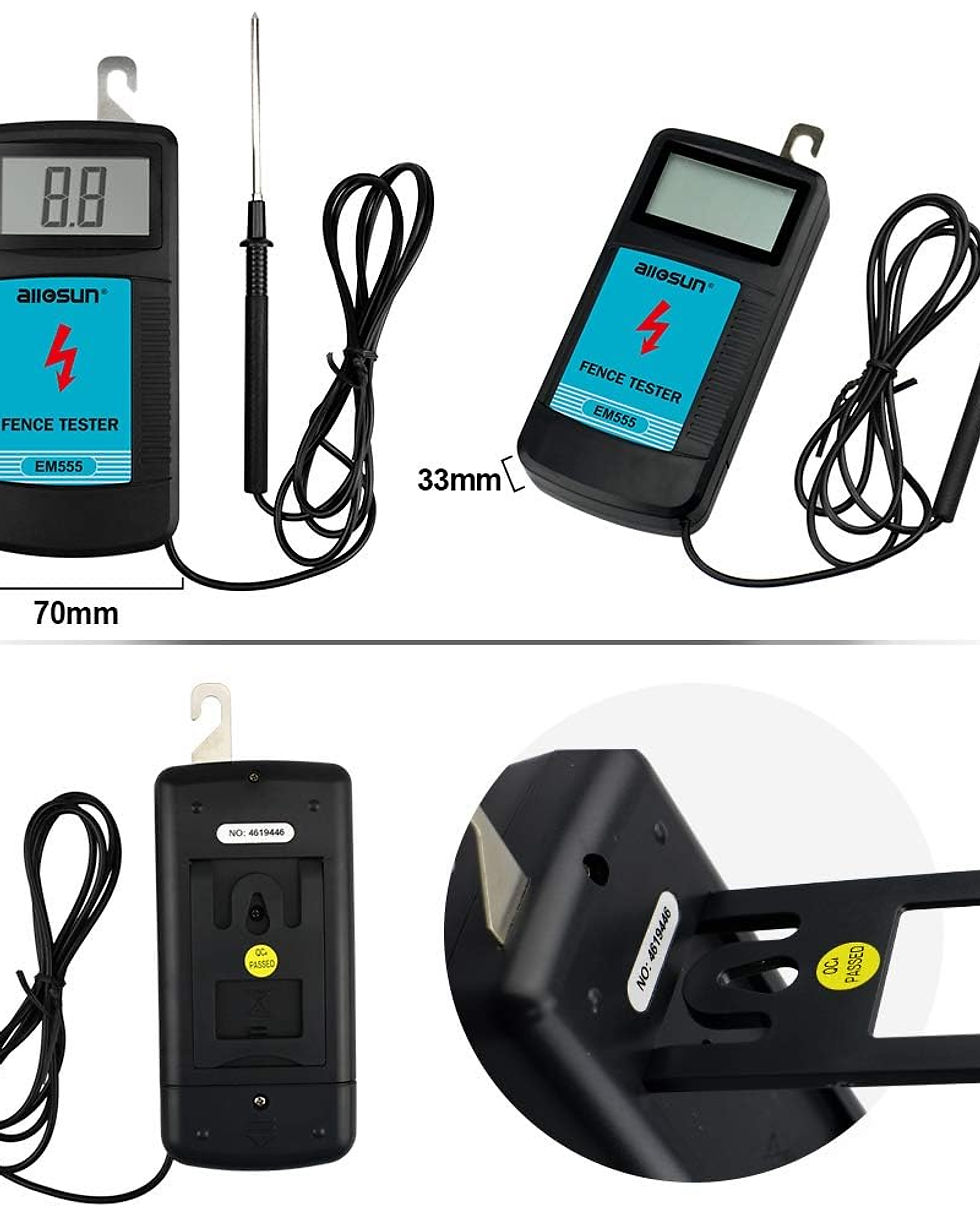 Thumbnail: ALLOSUN Electric Fence Tester Fault Finder Digital Voltage Blue Tester