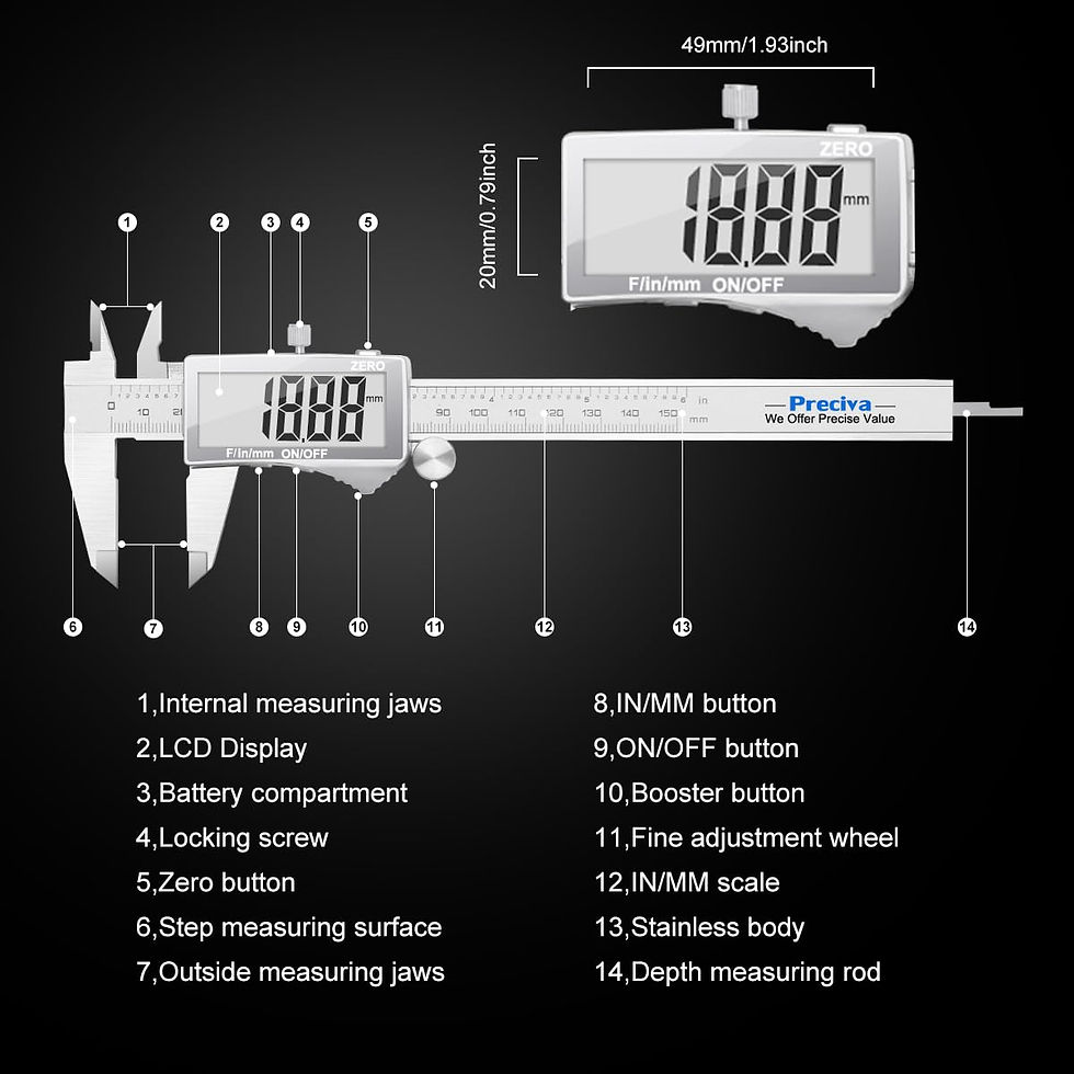 Thumbnail: Preciva Caliper, Electronic Steel Caliper Tool, Calipers Digital Stainless White