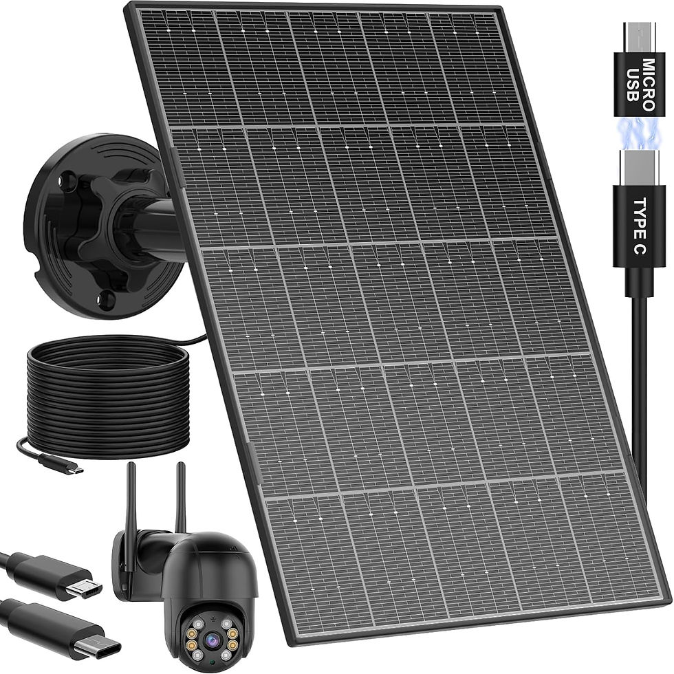 Thumbnail: 8W Solar Panel for Security Camera, USB-C/Micro, Waterproof Charger