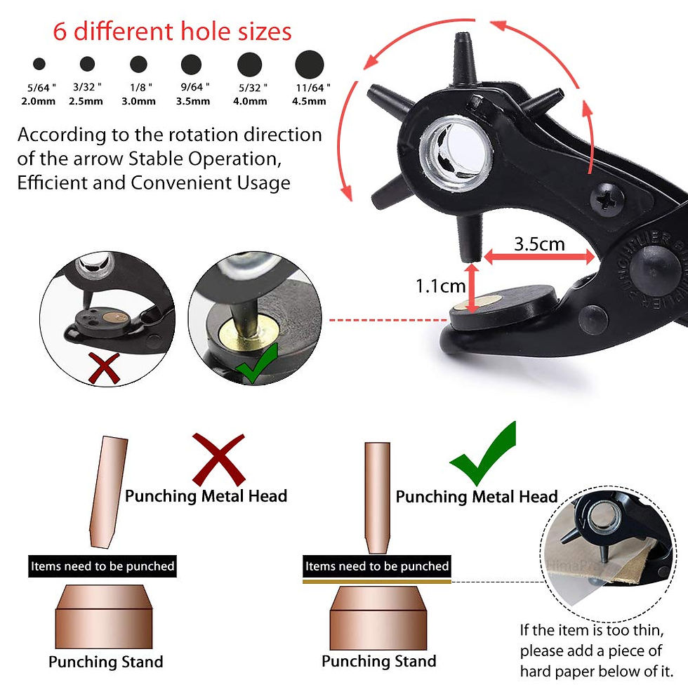 Thumbnail: Leather Hole Punch Tool for Belt - Multi Dog Home 02-Black/Red Hole Sizes